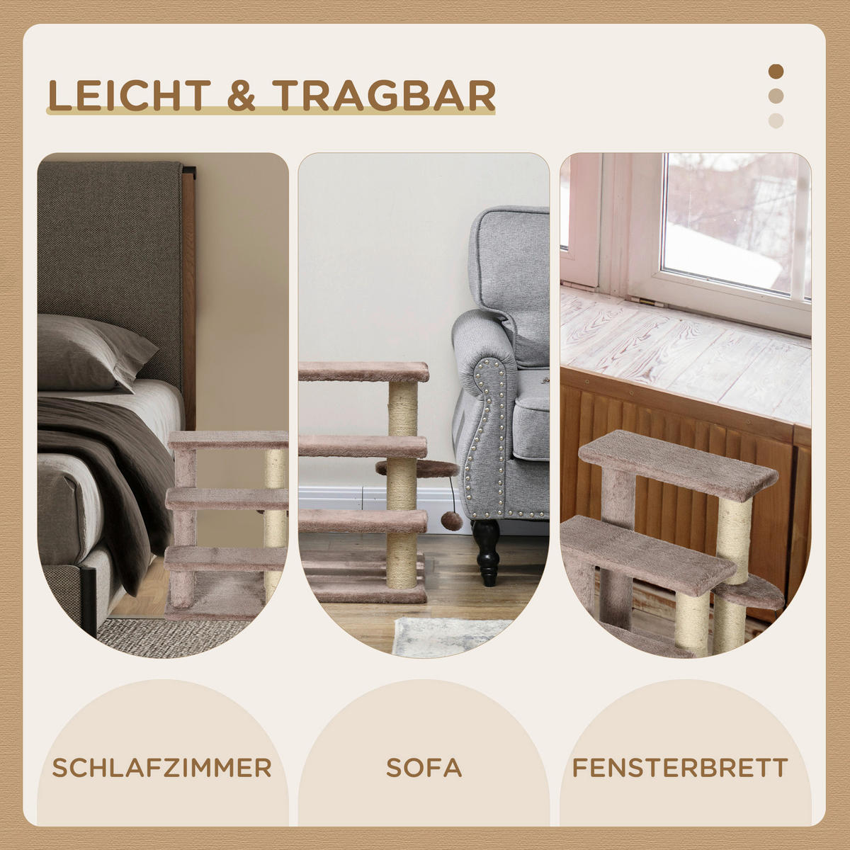 PawHut Katzentreppe braun Spanplatte B/H/L: ca. 40x48x45 cm Katzentreppe - braun (45,00/40,00/48,00cm) - PawHut
