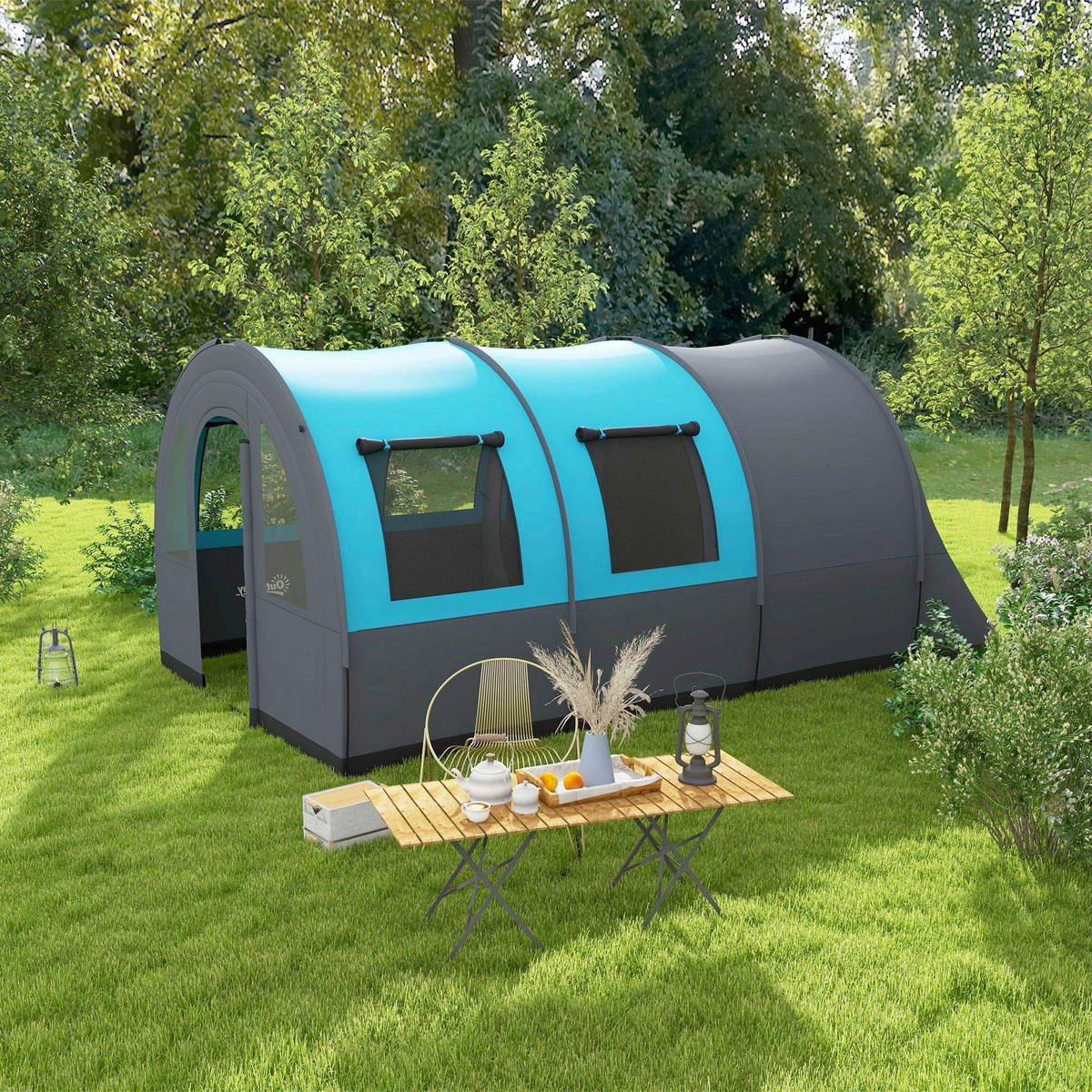 Outsunny Campingzelt B/H/L: ca. 260x200x480 cm Campingzelt - grau (480,00/260,00/200,00cm) - Outsunny