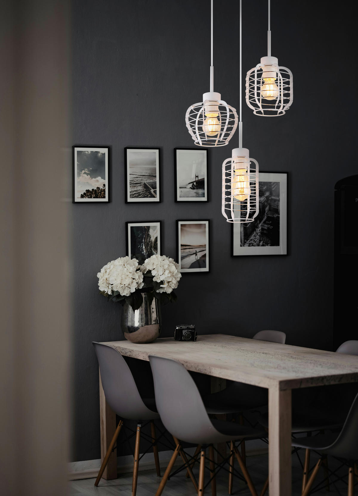 GLOBO Hängeleuchte weiß Chrom Aluminium Metall B/H/L: ca. 37x39,5x37 cm E27 3 Brennstellen Hängeleuchte-Nesa - weiß/Chrom (37,00/37,00/39,50cm) - GLOBO