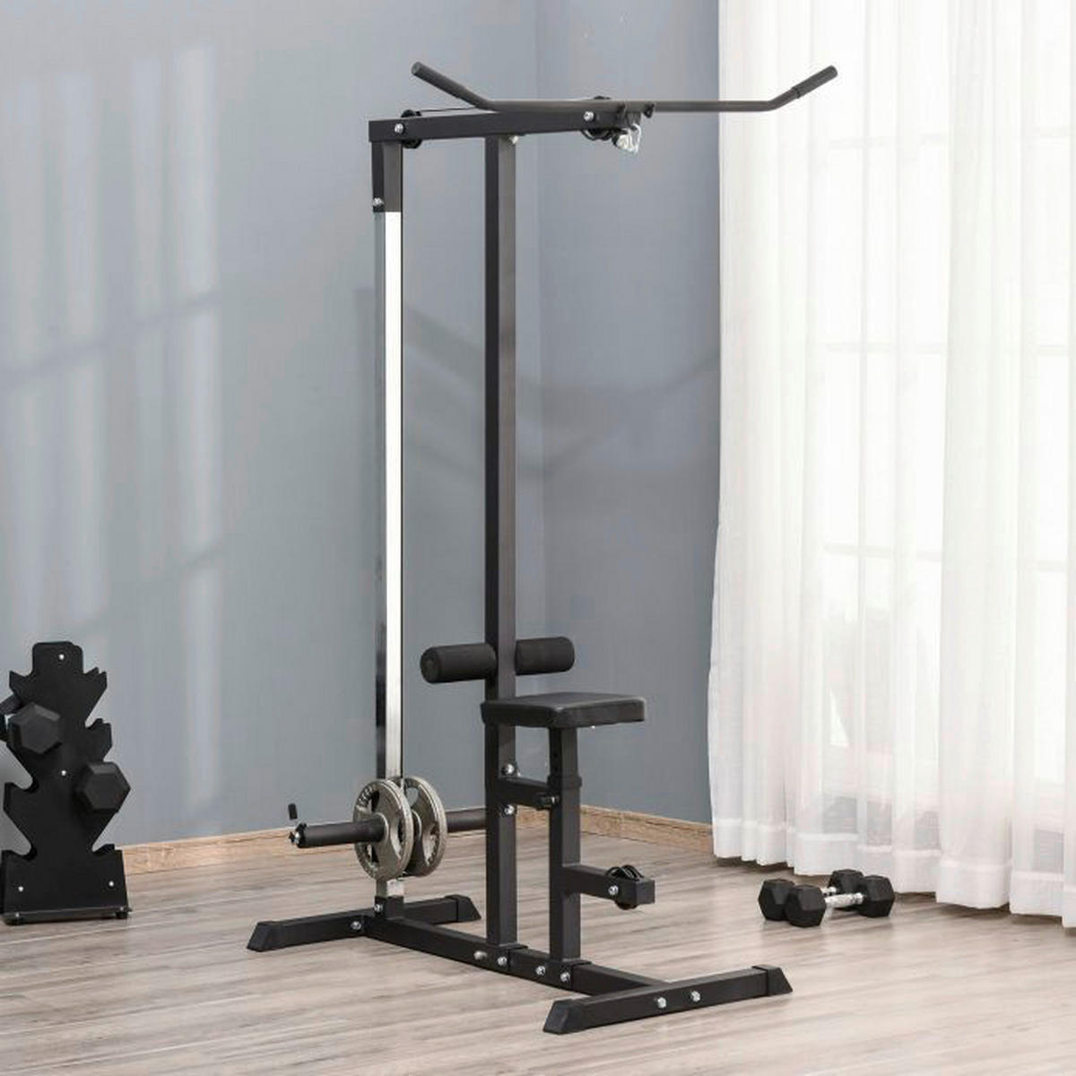 HOMCOM Kraftstation schwarz Stahl B/H/T: ca. 107x190x120 cm Kraftstation - schwarz (107,00/190,00/120,00cm) - HOMCOM