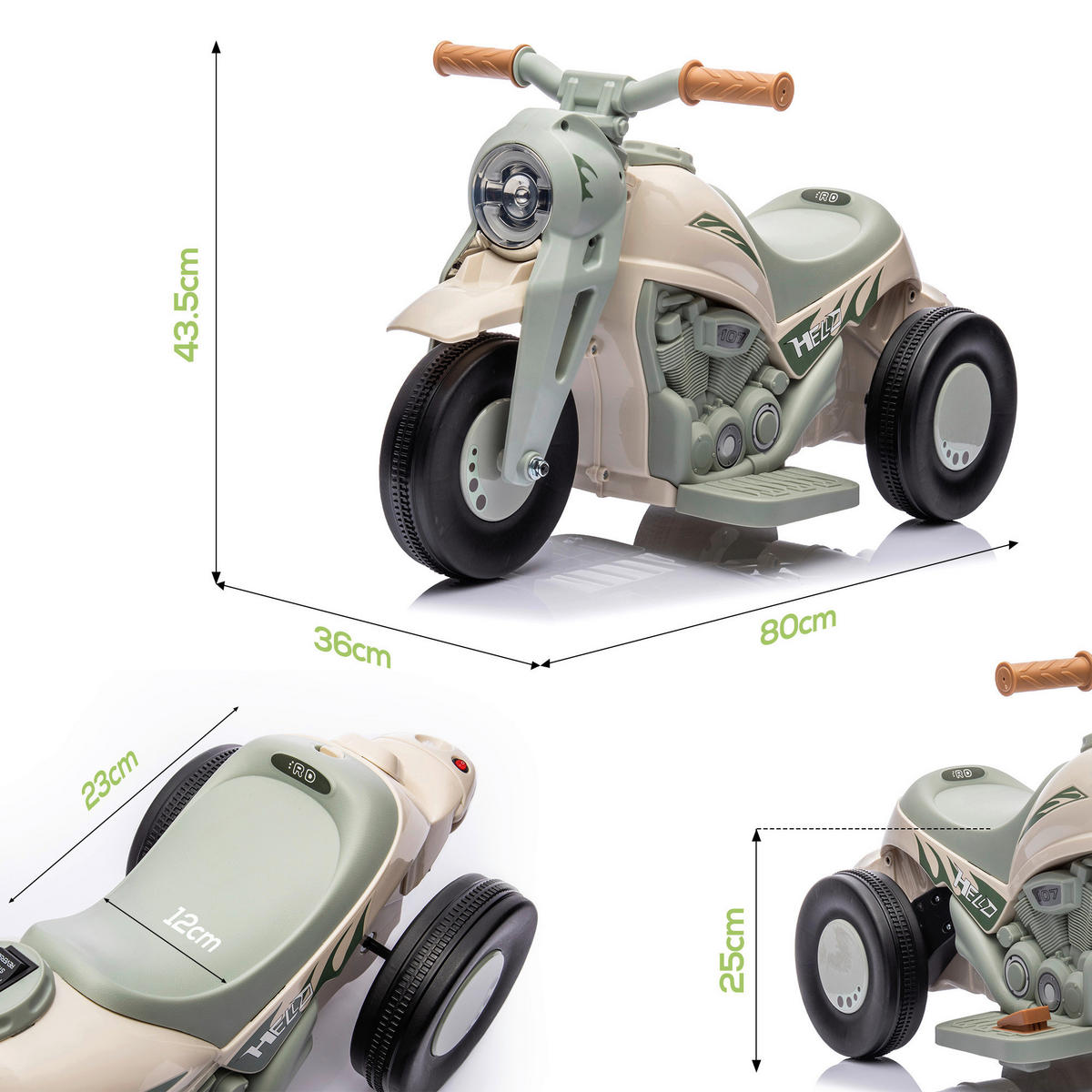 AIYAPLAY Elektromotorrad cremeweiß B/H/L: ca. 36x43,5x80 cm Elektromotorrad - cremeweiß (80,00/36,00/43,50cm) - AIYAPLAY