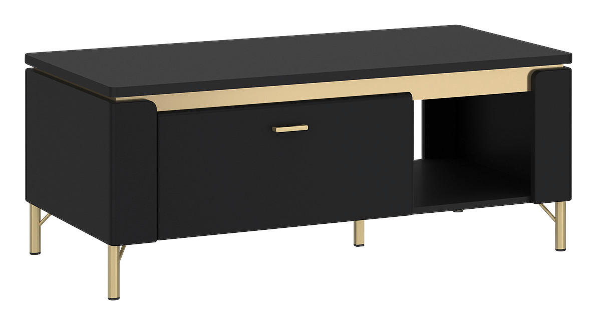 Couchtisch Norica schwarz matt gold Optik B/H/T: ca. 110x46x65 cm Norica - gold/schwarz (110,00/46,00/65,00cm)