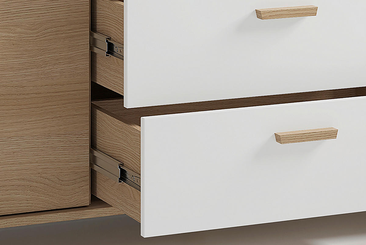 Sideboard BASTIAN Eiche weiß B/H/T: ca. 180x72,5x36,5 cm BASTIAN - Eiche/weiß (180,00/72,50/36,50cm) - byLIVING