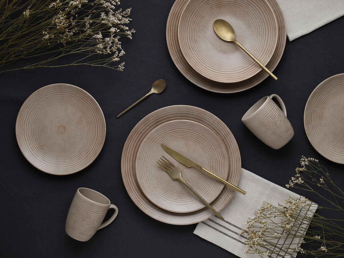 CreaTable Kombiservice Catania sand Steinzeug 16 tlg. Catania - sand (38,00/36,00/37,00cm) - CreaTable