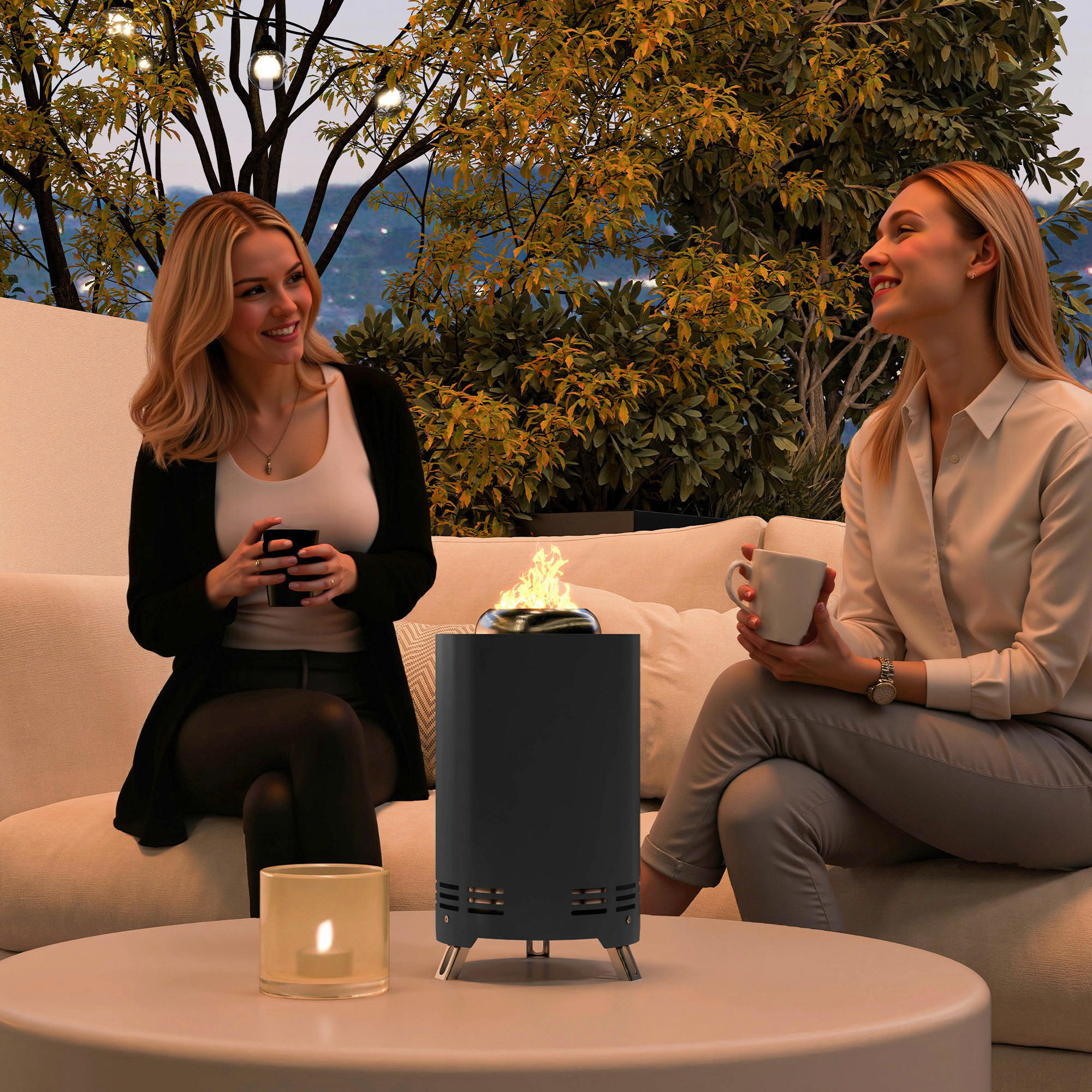 Thumbnail - Outsunny Feuerschale grau Edelstahl B/H/L: ca. 16x25x16 cm