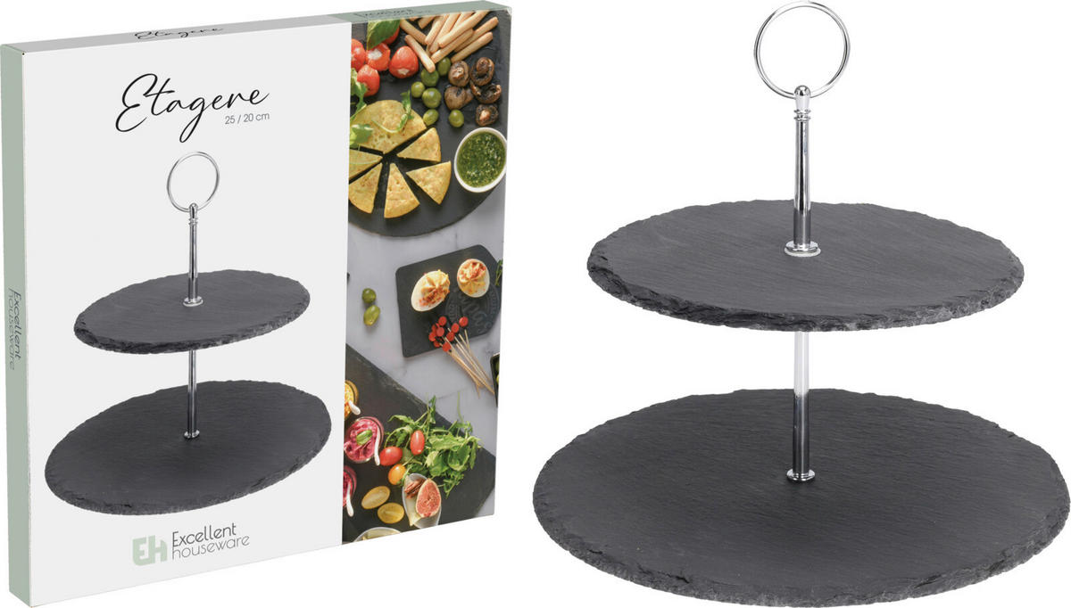 Etagere schwarz Stein Etagere_2lagig - schwarz