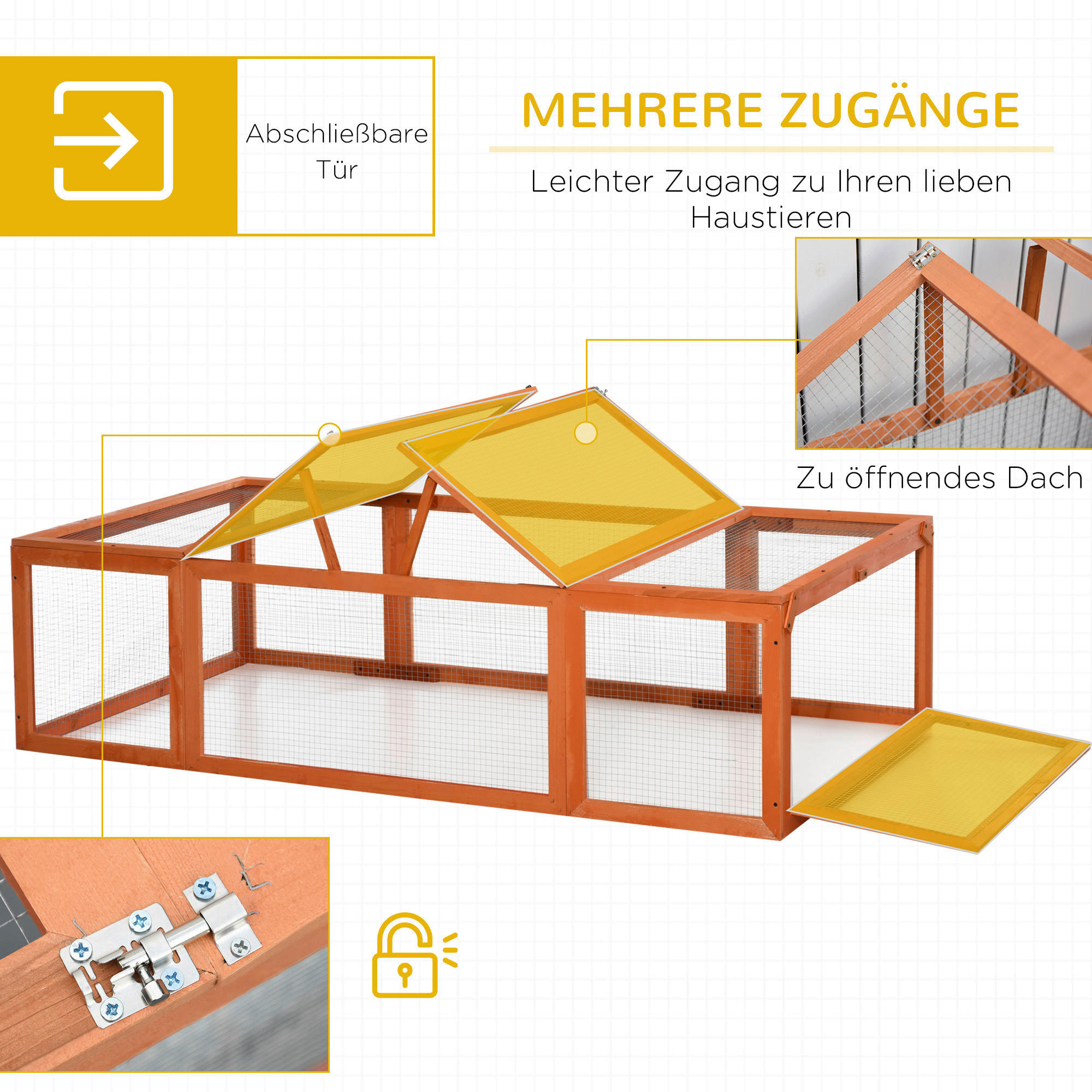 PawHut Stall orange Holz B/H/L: ca. 90x180x48 cm Kleintierstall - orange (48,00/90,00/180,00cm) - PawHut