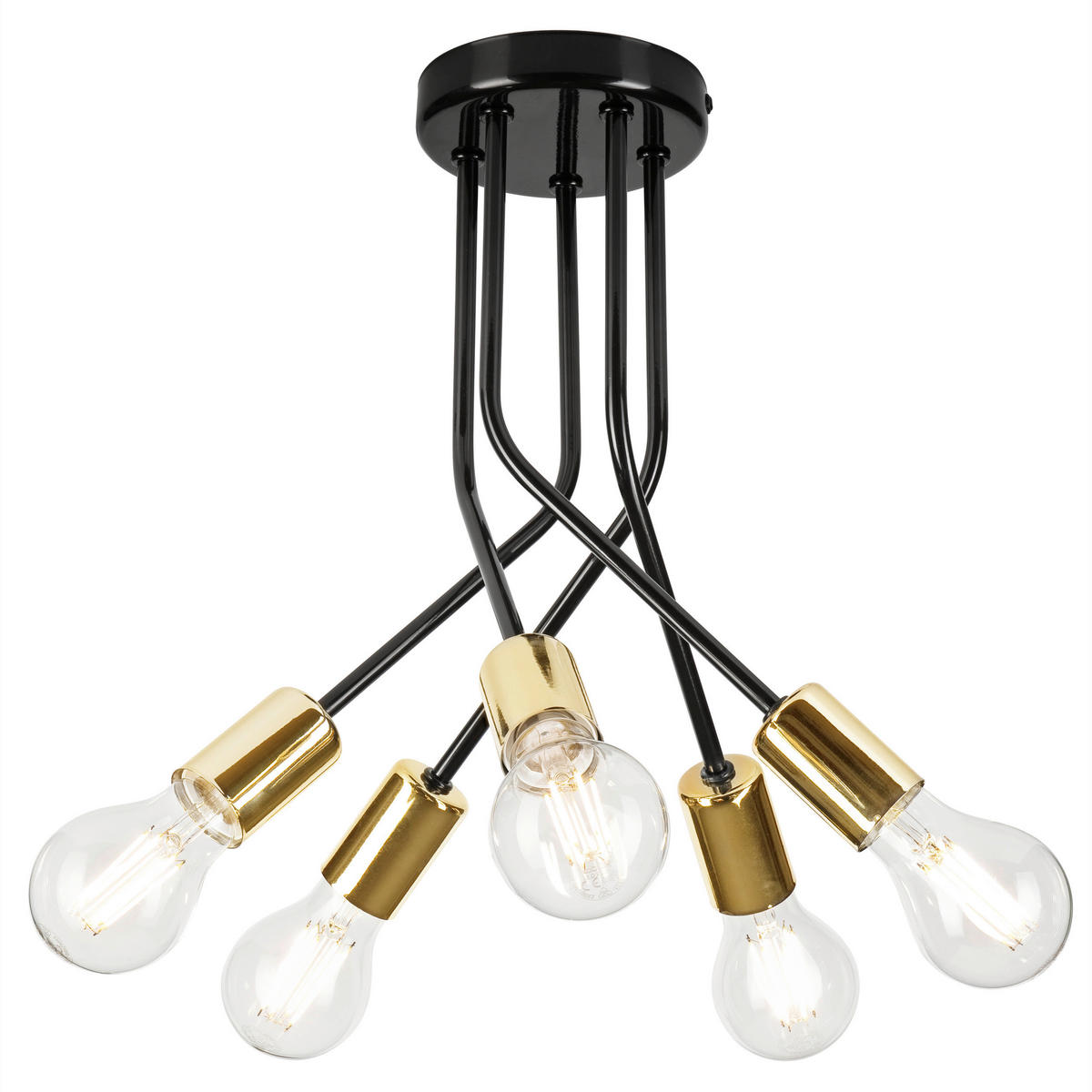 Lamkur Deckenleuchte gold Stahl B/H/L: ca. 36x34x36 cm E27 5 Brennstellen PRIYA - gold (36,00/36,00/34,00cm) - Lamkur