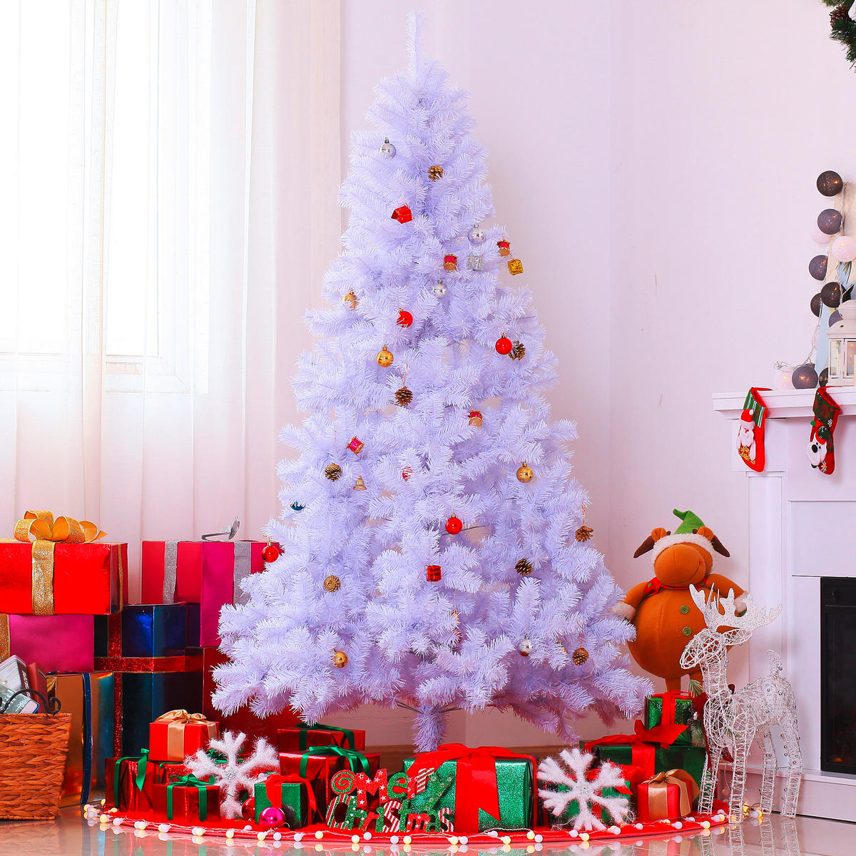HOMCOM Weihnachtsbaum Weihnachtsbaum_weiß - weiß (105,00/180,00cm) - HOMCOM