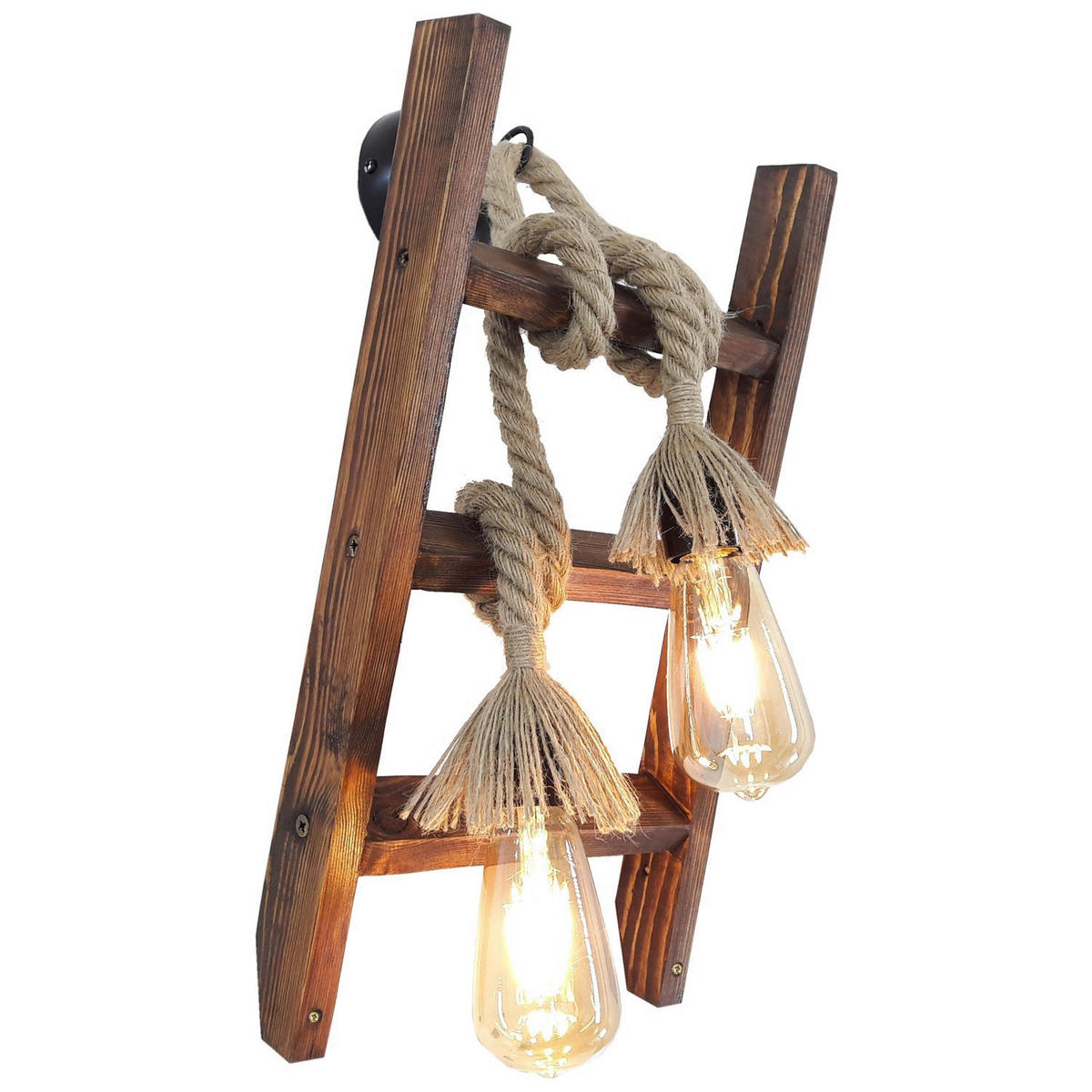 Opviq Wandleuchte nussbaum Kiefer B/H/L: ca. 25x23x45 cm E27 1 Brennstellen Merdiven Halat Aplik - nussbaum (45,00/25,00/23,00cm) - Opviq