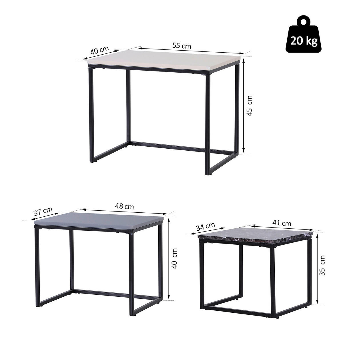Couchtisch 3er-Set. 833-679 3er-Set. 833-679 - HOMCOM