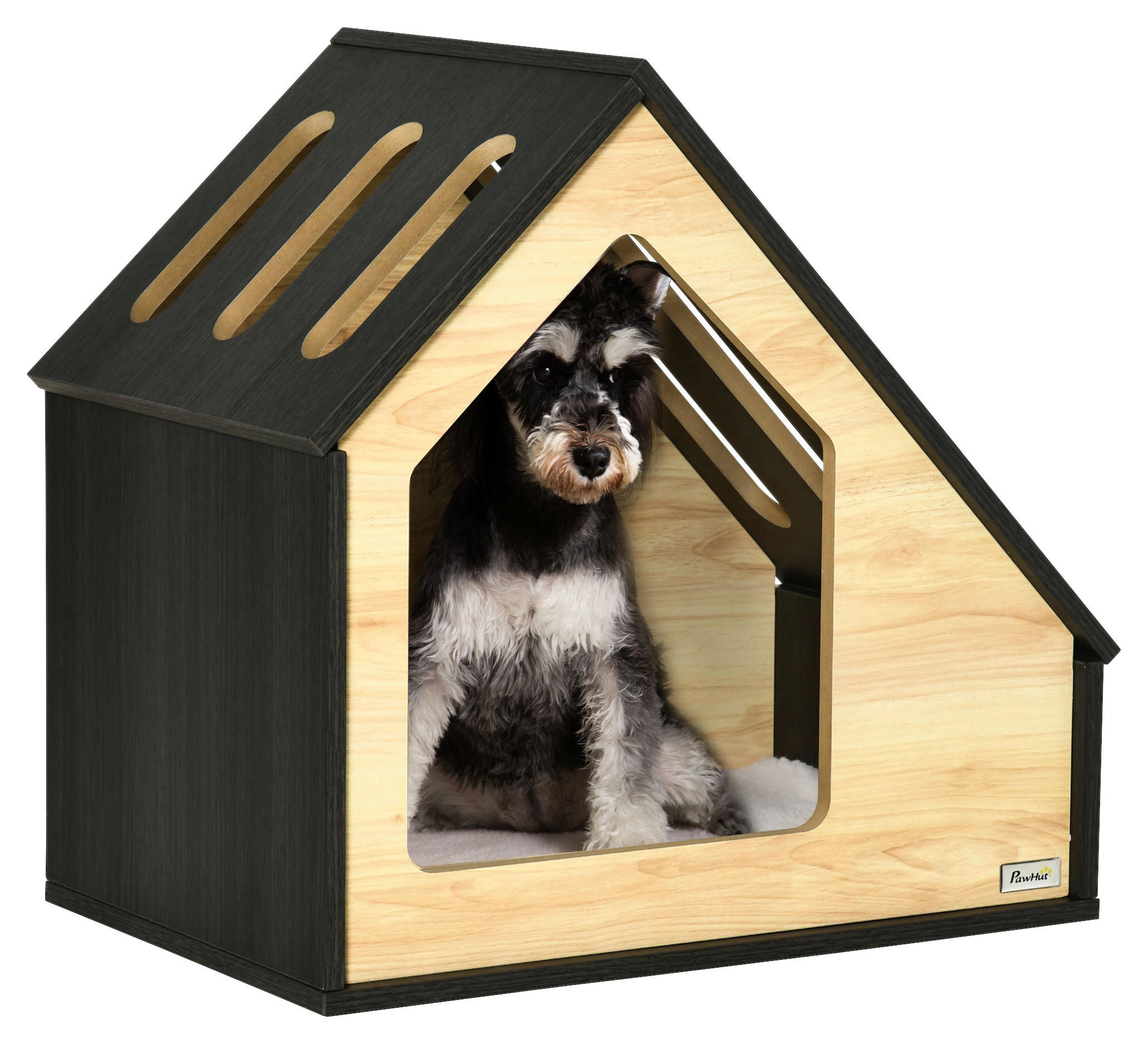 PawHut Hundehütte braun MDF B/H/L: ca. 40x59,2x60 cm Hundehütte - braun (60,00/40,00/59,20cm) - PawHut