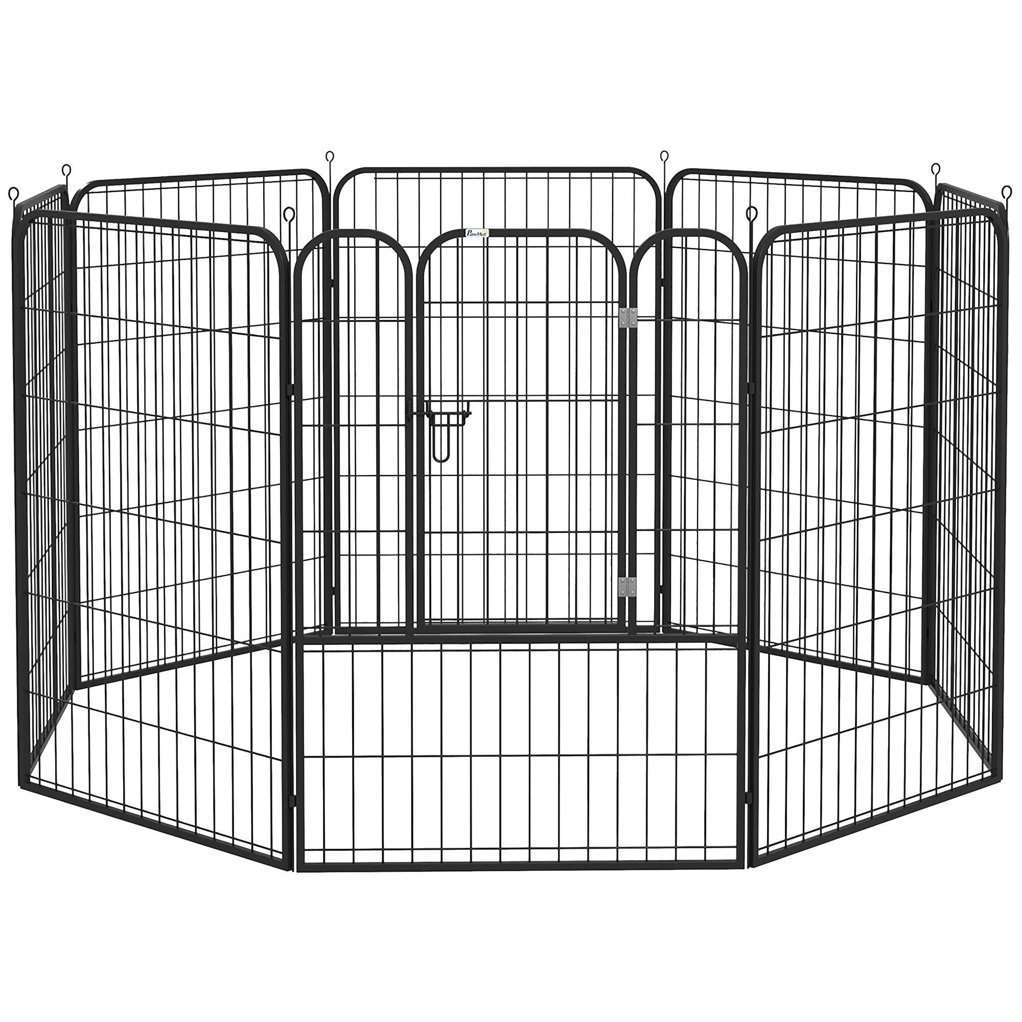 PawHut Welpenauslauf Freigehege schwarz Edelstahl B/H/L: ca. 79x79x100 cm Haustier-Laufstall - schwarz (100,00/79,00/79,00cm) - PawHut