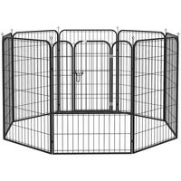 PawHut Welpenauslauf Freigehege schwarz Edelstahl B/H/L: ca. 79x79x100 cm Haustier-Laufstall - schwarz (100,00/79,00/79,00cm) - PawHut