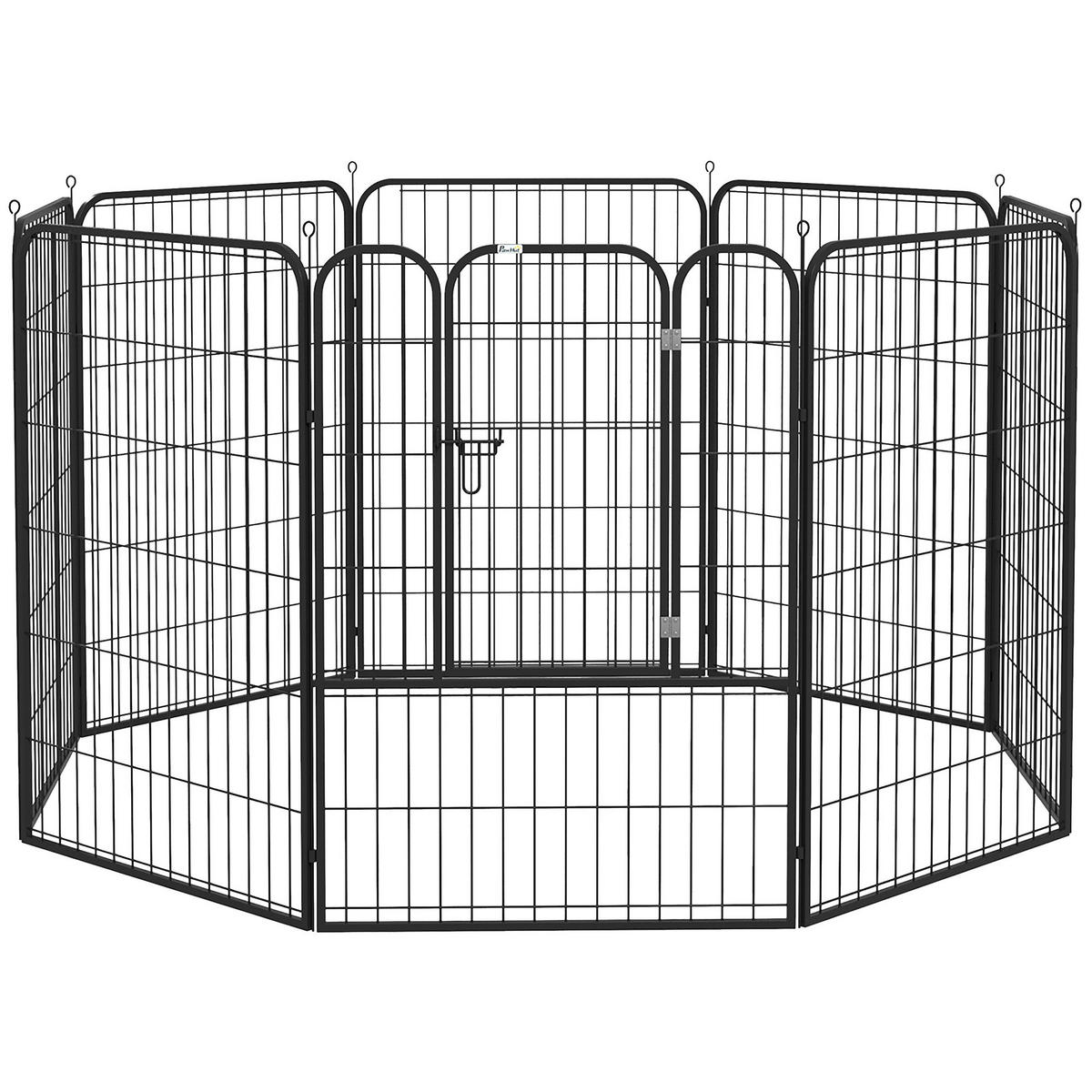 PawHut Welpenauslauf Freigehege schwarz Edelstahl B/H/L: ca. 79x79x100 cm Haustier-Laufstall - schwarz (100,00/79,00/79,00cm) - PawHut