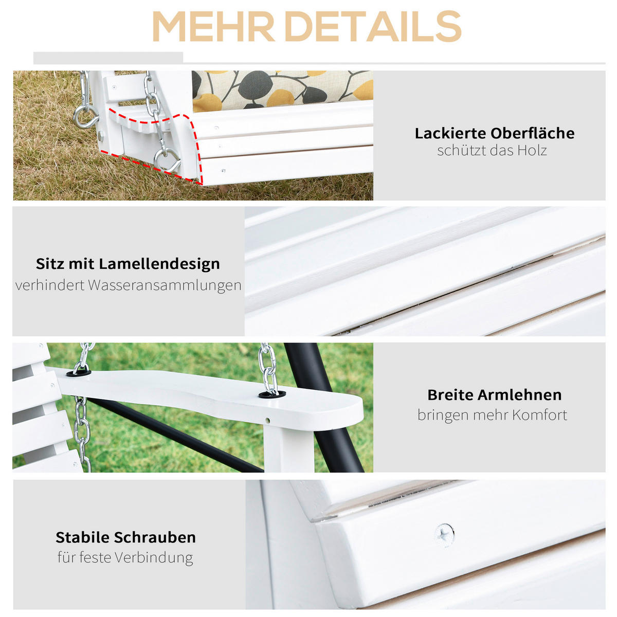 Outsunny Hängebank Hängebank - bunt (150,00/75,00/53,00cm) - Outsunny