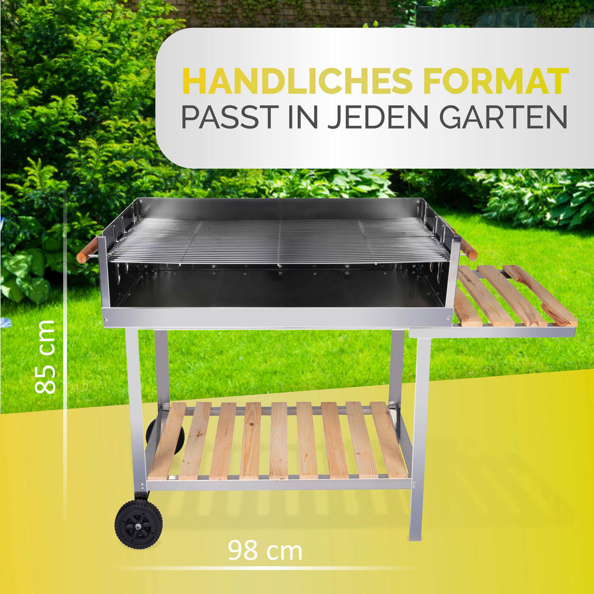 BBQ Collection Holzkohlegrill Edelstahl B/H/L: ca. 56x85x98 cm Holzkohlegrill_BBQ - Edelstahloptik (98,00/56,00/85,00cm) - BBQ Collection