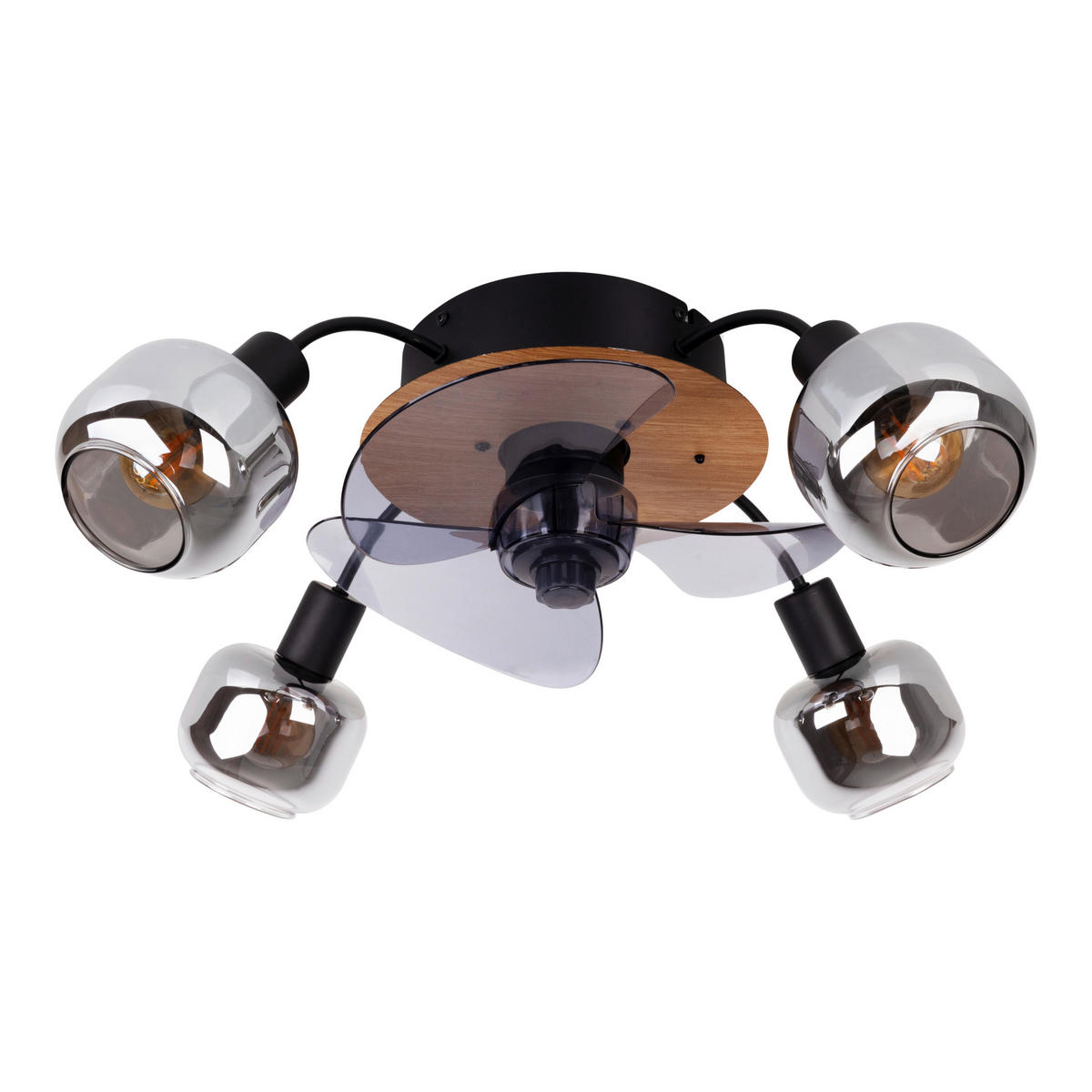 Näve Leuchten Deckenventilator schwarz Metall Glas Kunststoff B/H/T/D: ca. 48x21x48x48 cm E14 4 Brennstellen FUMOSO - schwarz (48,00/21,00/48,00cm) - Näve Leuchten