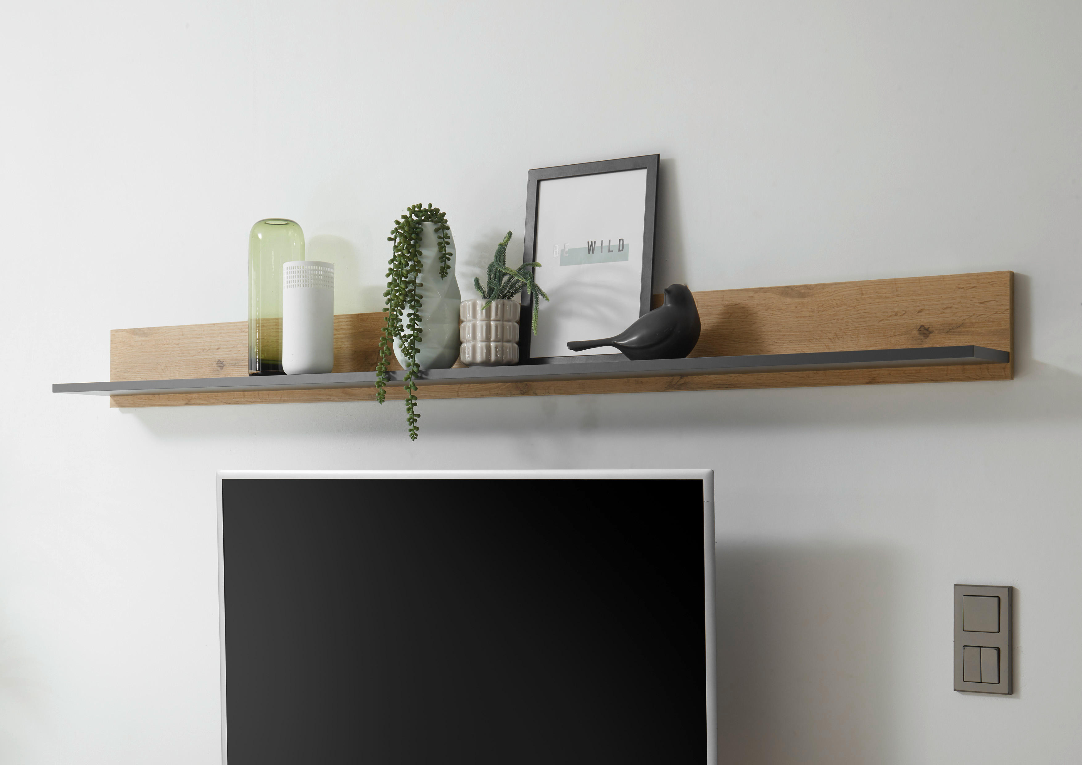 Wandboard City Eiche Wotan Nachbildung anthrazit B/H/T: ca. 170x15x20 cm City - Eiche/anthrazit (170,00/15,00/20,00cm)