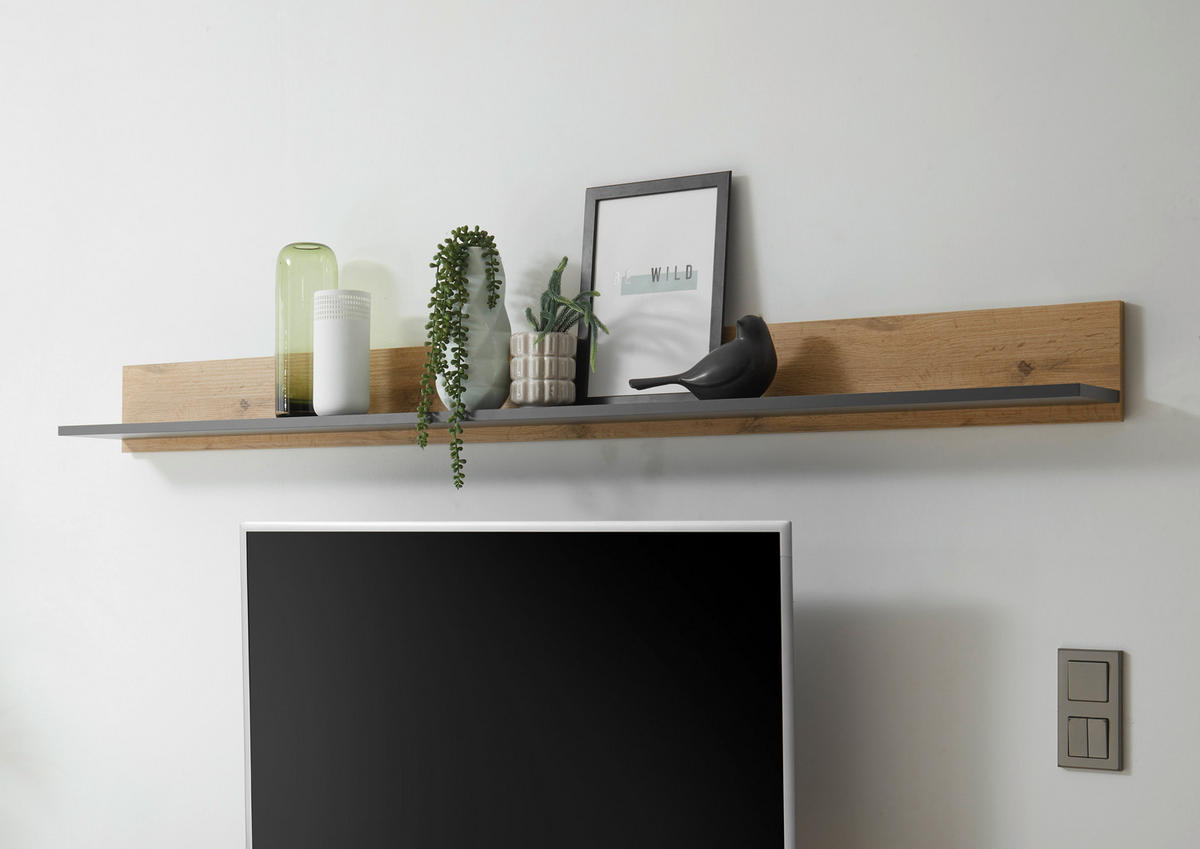 Wandboard City Eiche Wotan Nachbildung anthrazit B/H/T: ca. 170x15x20 cm City - Eiche/anthrazit (170,00/15,00/20,00cm)