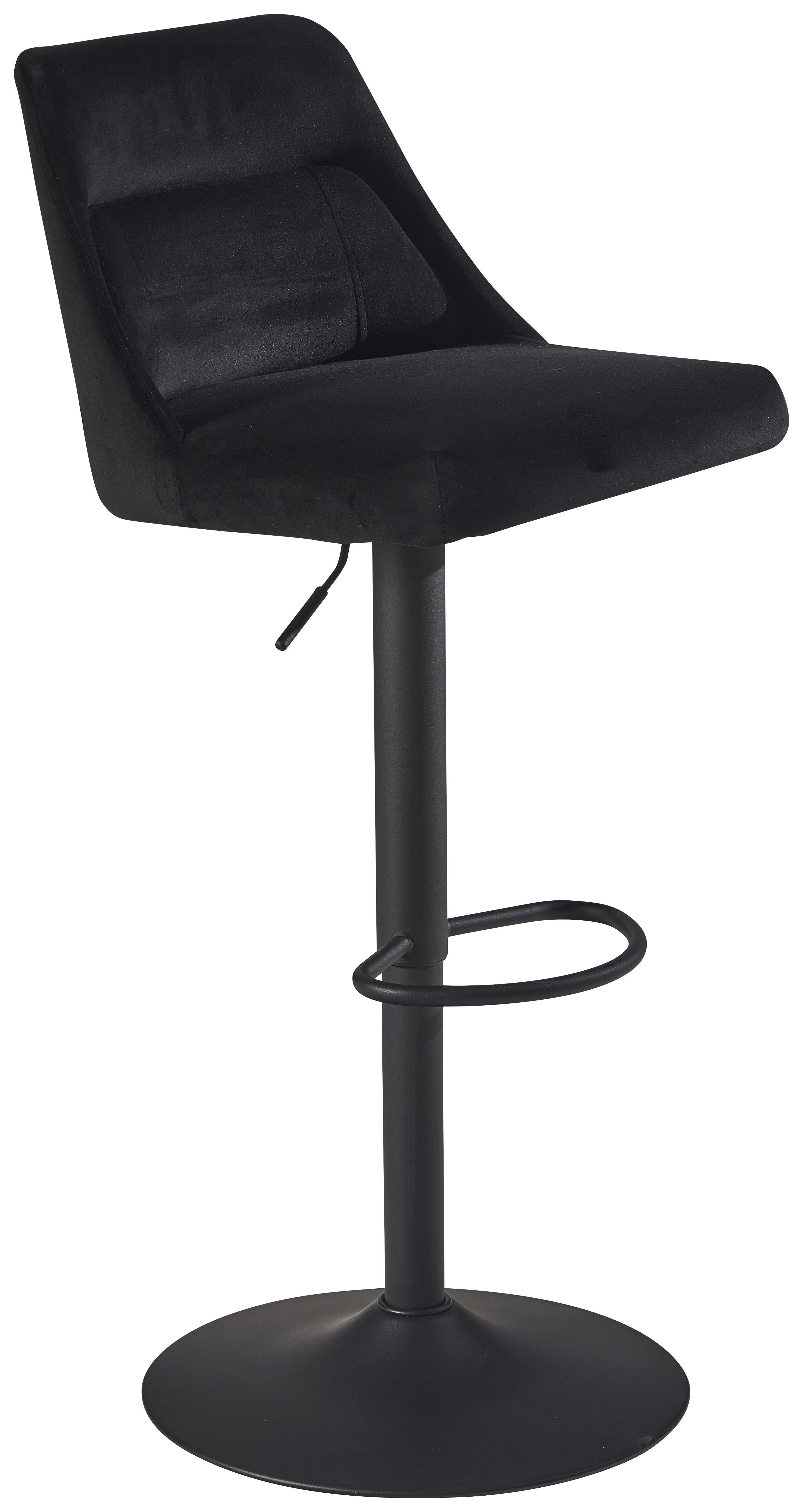 Barhocker schwarz schwarz Samt Eisen B/H/T: ca. 45x106x51 cm Barhocker - schwarz (45,00/106,00/51,00cm) - Wohnling