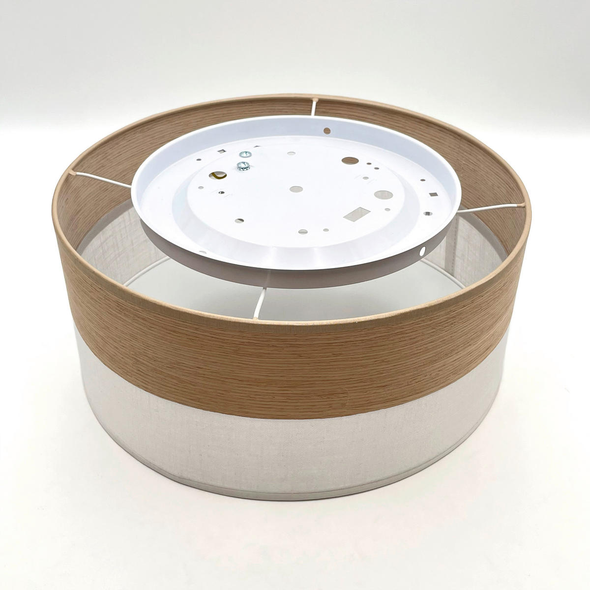 Lamkur Deckenleuchte weiß Eiche PVC Holz B/H/L: ca. 35x15x35 cm E27 1 Brennstellen Dafne - Eiche/weiß (35,00/35,00/15,00cm) - Lamkur