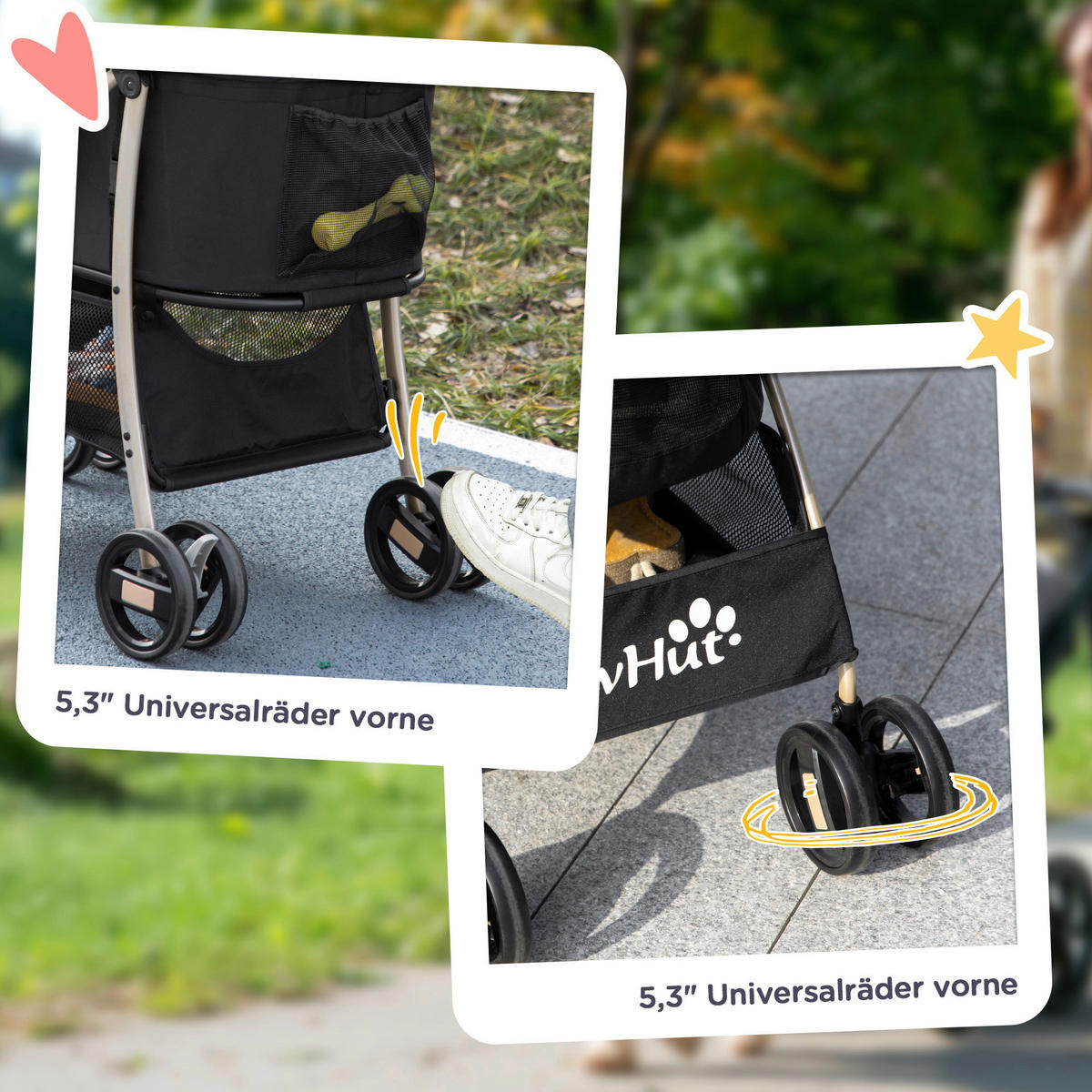 PawHut Haustier-Trolley schwarz Polyester-Mischgewebe B/H/L: ca. 49,5x98x82 cm Haustier-Trolley - schwarz (82,00/49,50/98,00cm) - PawHut