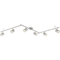 GLOBO Strahler 57910-6 Robby nickel Metall B/H/L: ca. 10x18,5x180 cm GU10 6 Brennstellen Robby - nickel (180,00/10,00/18,50cm) - GLOBO