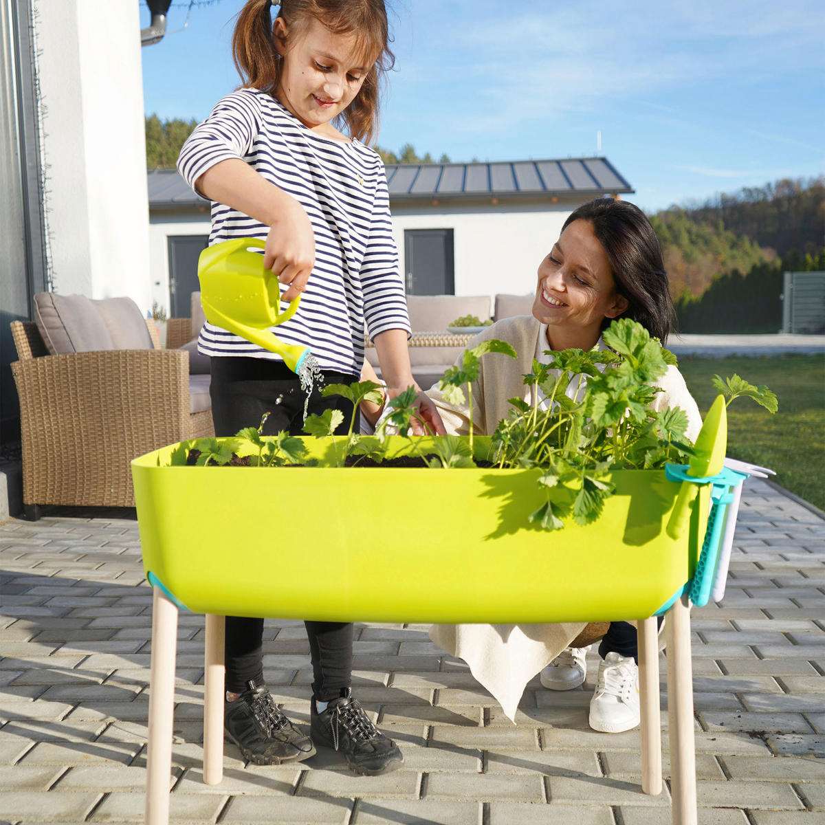 Gardenico Hochbeet für Kinder grün Holz B/H/L: ca. 38x56x76 cm Hochbeet_für_Kinder - grün (76,00/38,00/56,00cm) - Gardenico