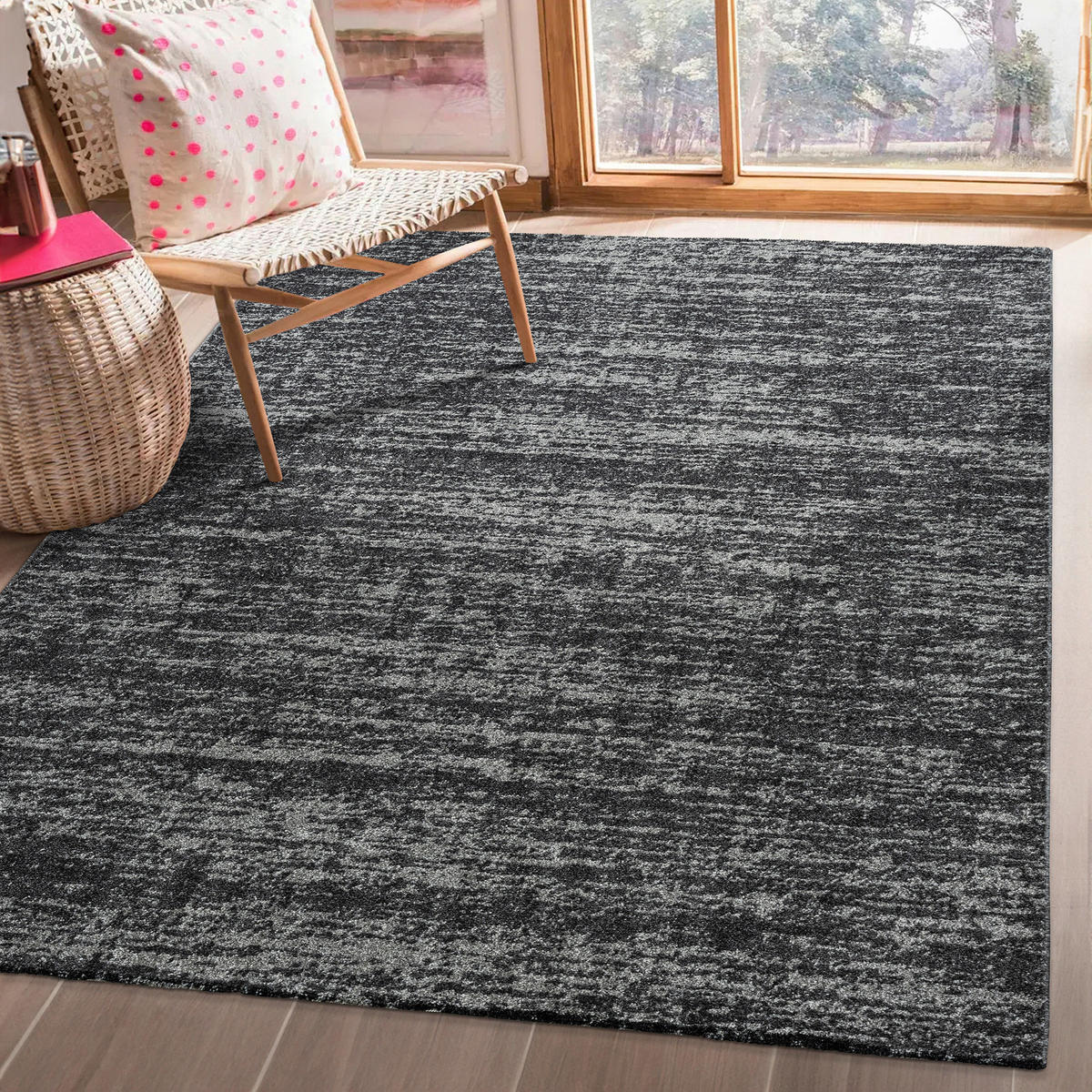 Sanat Kurzflorteppich OSLO schwarz B/L: ca. 80x150 cm OSLO - schwarz (80,00/150,00cm) - Sanat