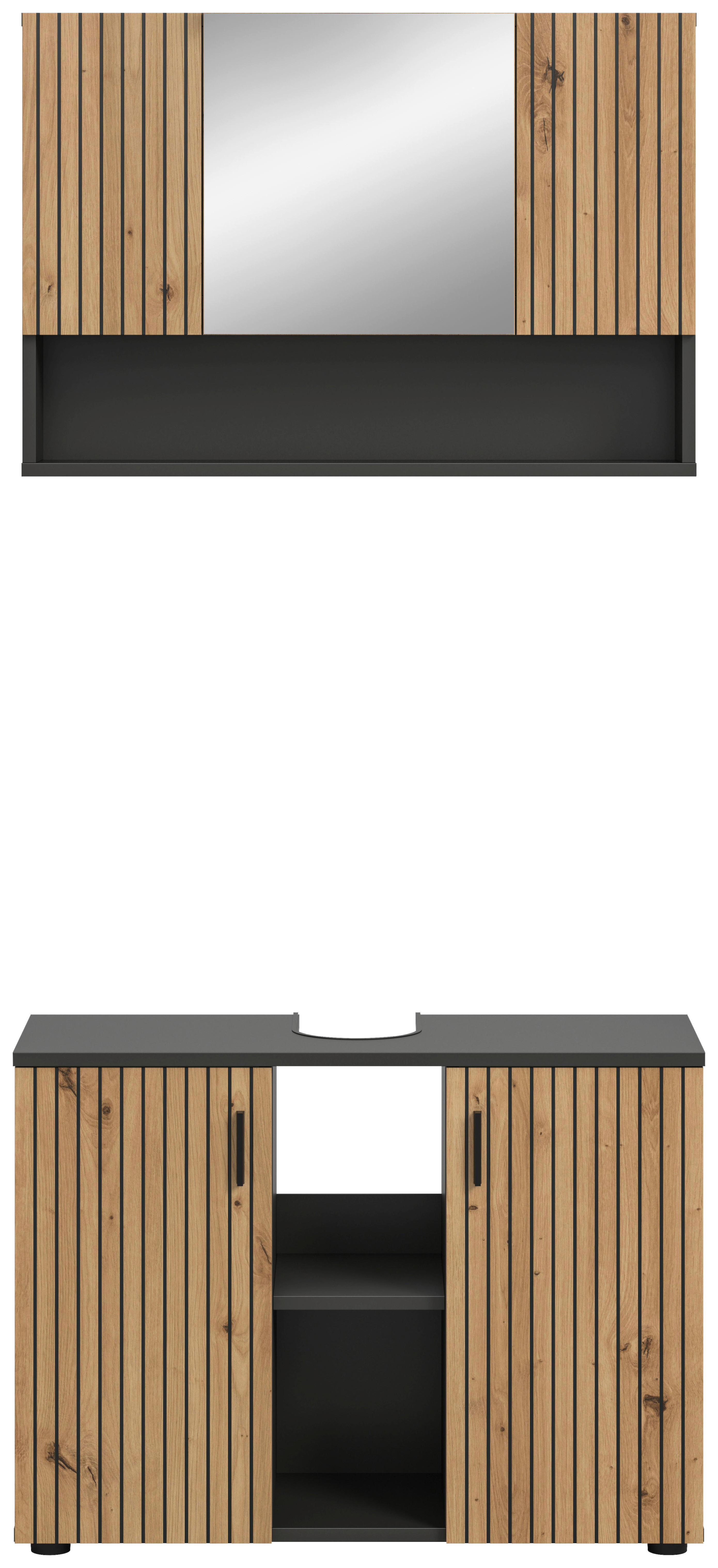 Badezimmer-Set Mone Basalt Nachbildung Artisan Oak Nachbildung B/H/T: ca. 80x180x30 cm Mone - Basalt (80,00/180,00/30,00cm) - xonox.home