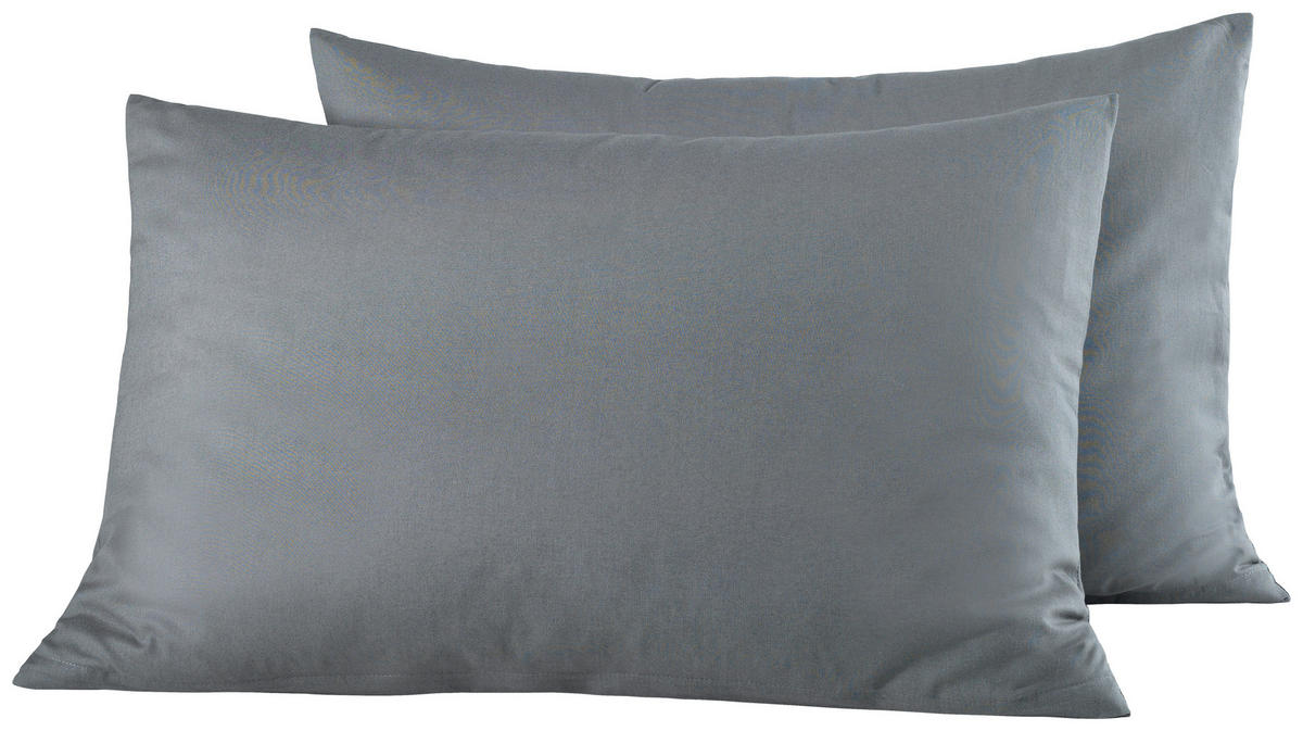 Kissenhülle Renforce Kissenbezug-Renforce_2erPack 40x60 - stahlgrau (40,00/60,00cm)