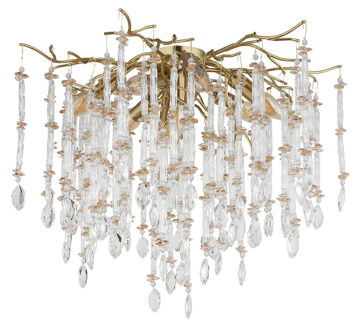 GLOBO Deckenleuchte klar amber gold Metall Glas H/D: ca. 48x60 cm E14 8 Brennstellen Gloria - gold/klar (60,00/48,00cm) - GLOBO