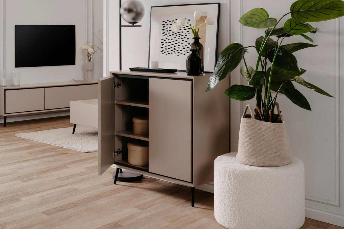 Kommode Arona sand schwarz B/H/T: ca. 90x90x38 cm Arona - sand/schwarz (90,00/90,00/38,00cm)
