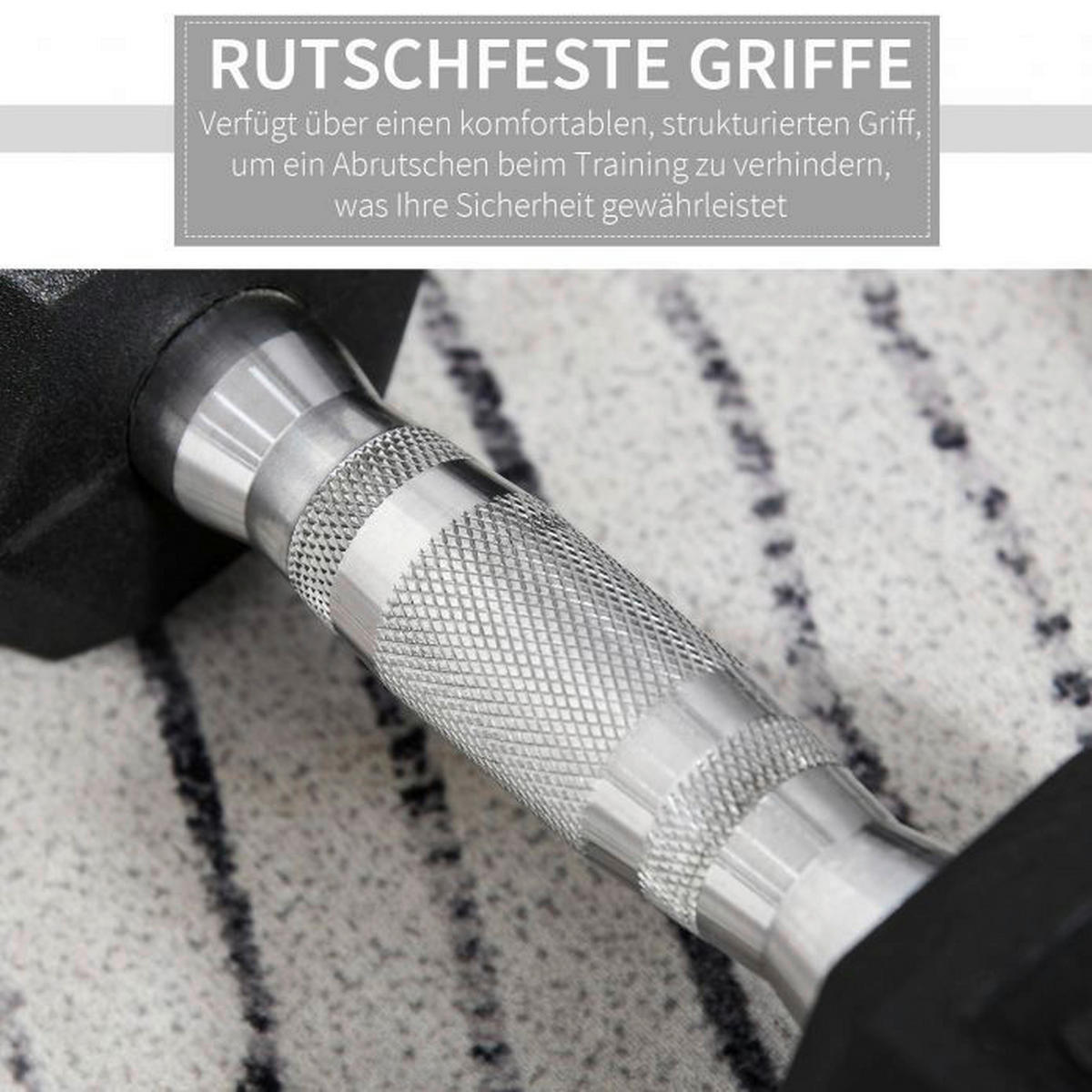 HOMCOM Kurzhantelset schwarz Gummi B/H/L: ca. 10,5x27,2x10,5 cm Kurzhantel_2er_Set - schwarz/silber (10,50/10,50/27,20cm) - HOMCOM