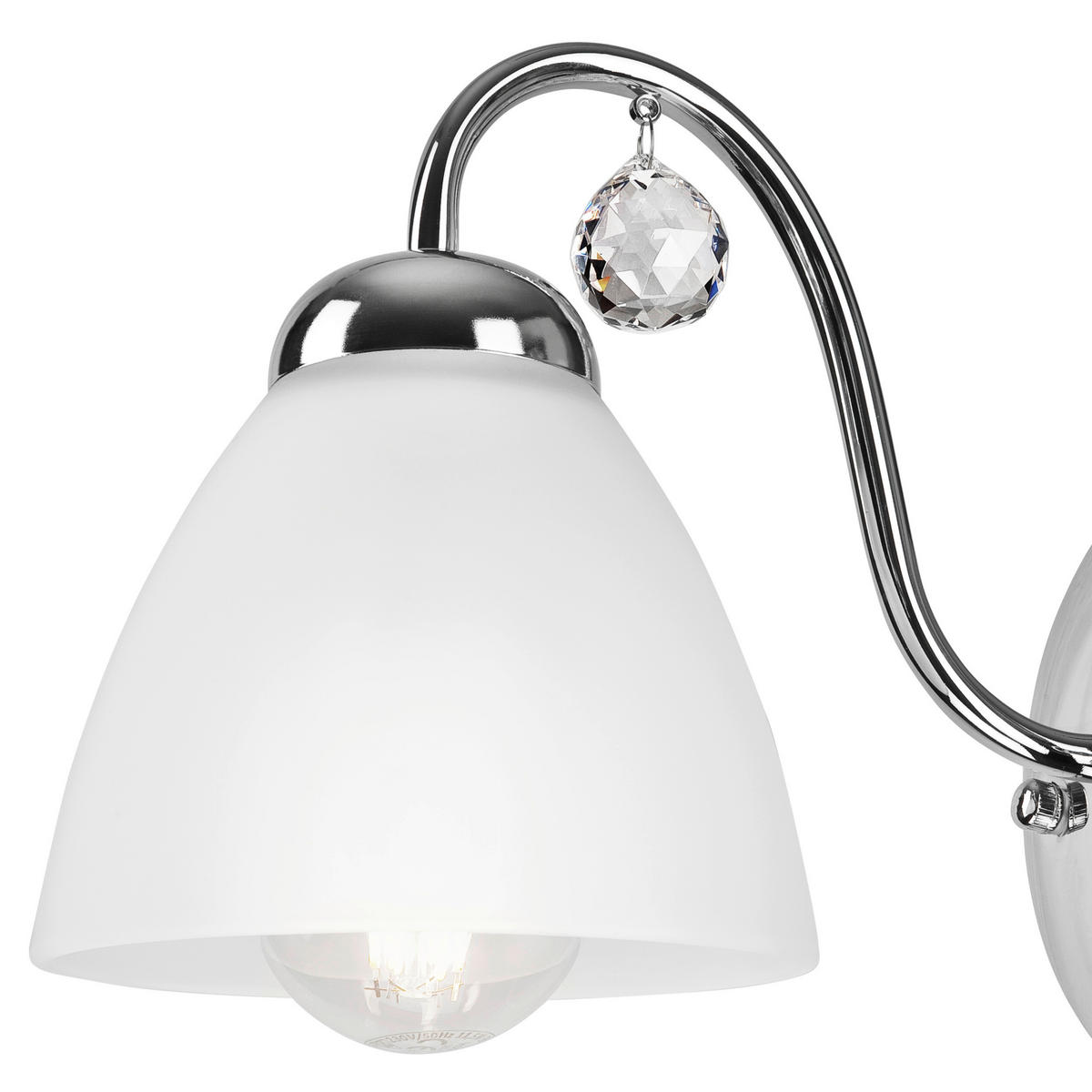 Lamkur Wandleuchte MIRANDA 43586 Chrom Metall Glas H/L: ca. 20x14 cm E27 1 Brennstellen Miranda - Chrom (14,00cm) - Lamkur