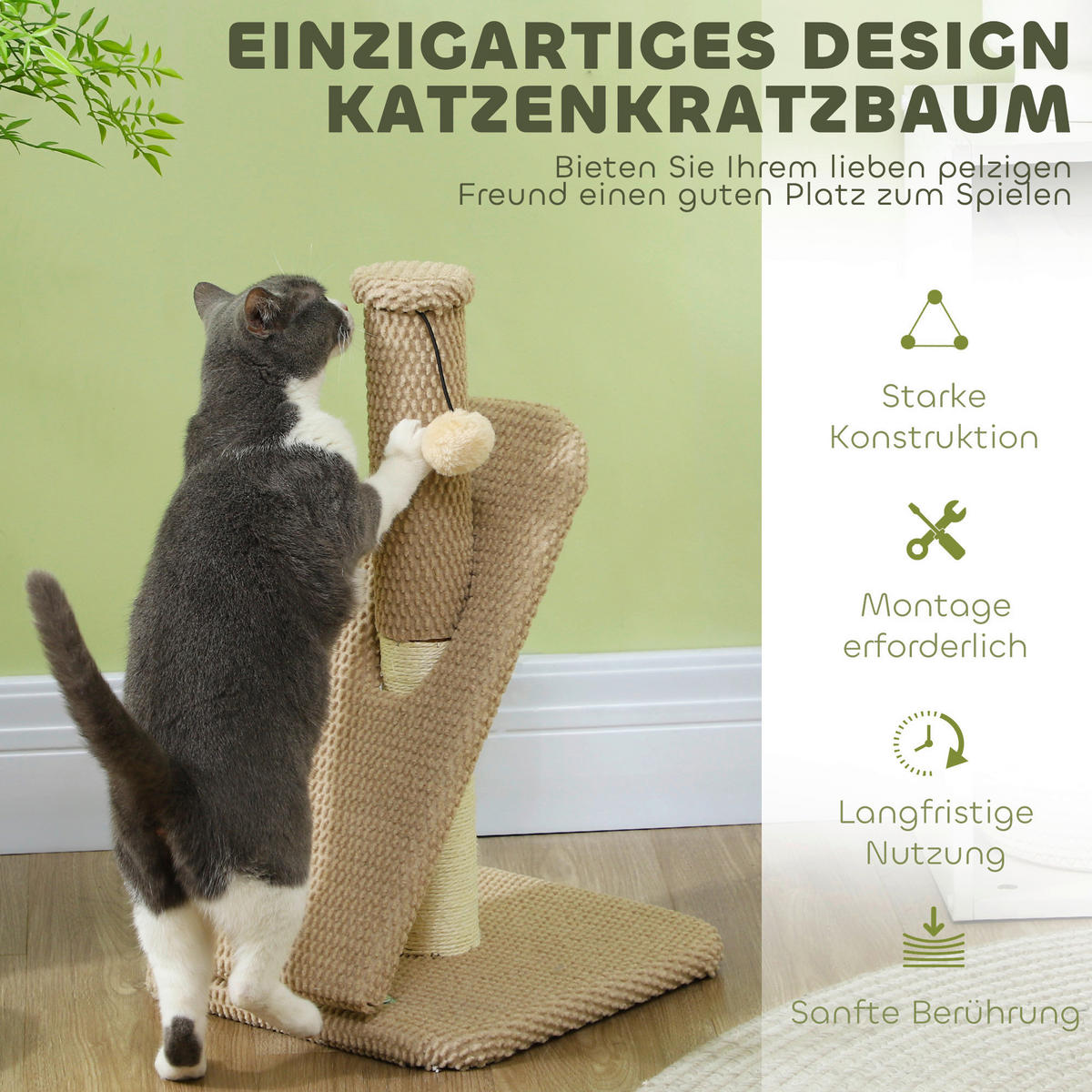PawHut Kratzstamm braun Polyester B/H/L: ca. 33x54x33 cm Kratzstamm - braun (33,00/33,00/54,00cm) - PawHut