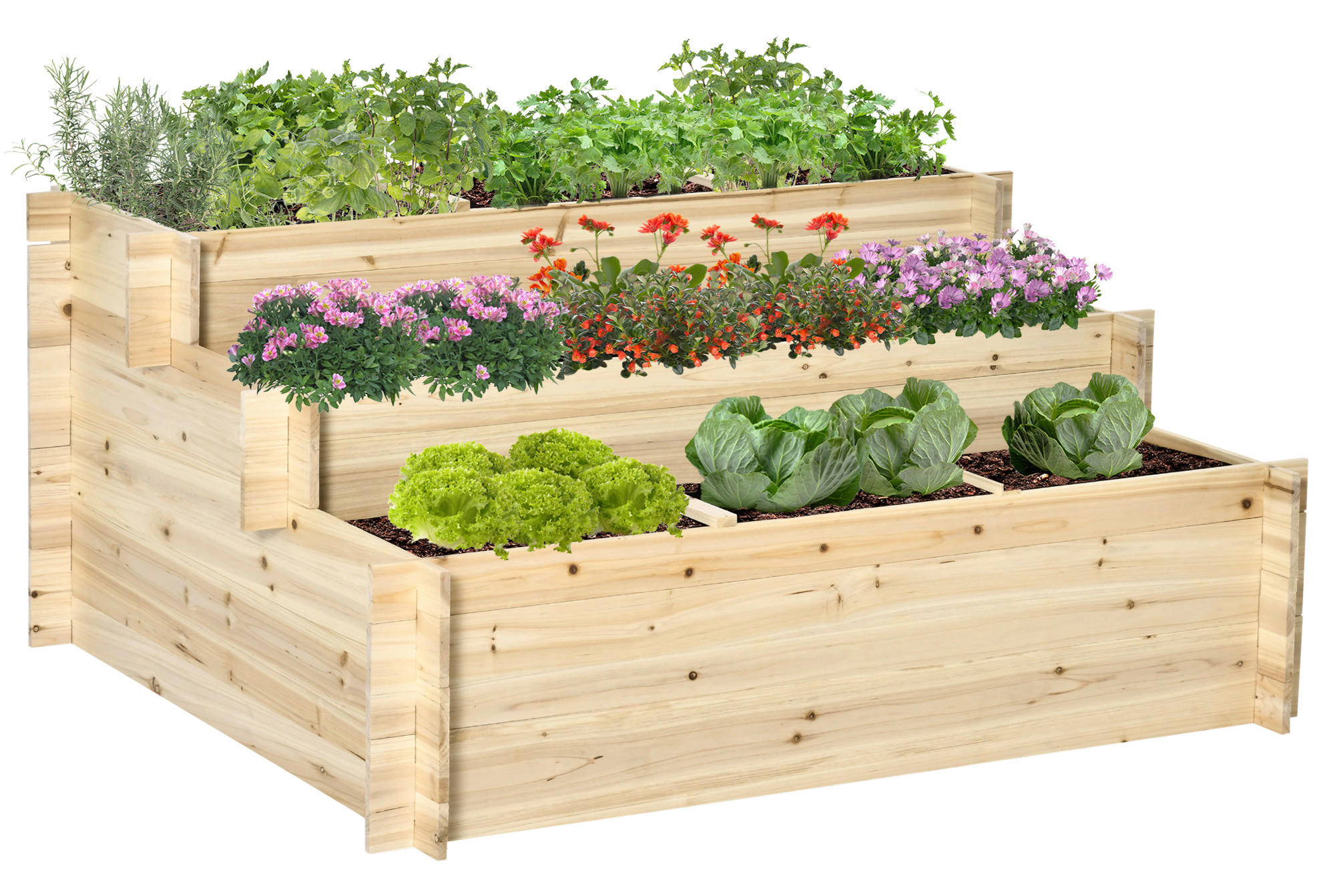 Outsunny Hochbeet natur Holz B/H/L: ca. 100x54x117 cm Hochbeet - natur (117,00/100,00/54,00cm) - Outsunny