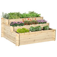 Outsunny Hochbeet natur Holz B/H/L: ca. 100x54x117 cm Hochbeet - natur (117,00/100,00/54,00cm) - Outsunny
