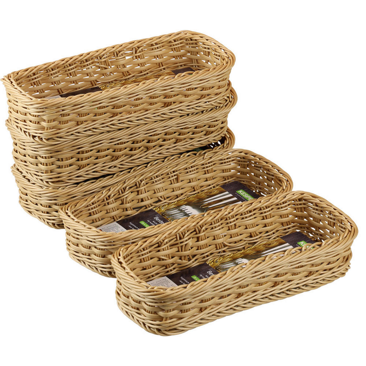 Kesper Brot und Obstkorb weiß Kunststoff B/H/L: ca. 23,5x30,5x21 cm Brot-/u.Obstkorb_5erSet - weiß (21,00/23,50/30,50cm) - Kesper