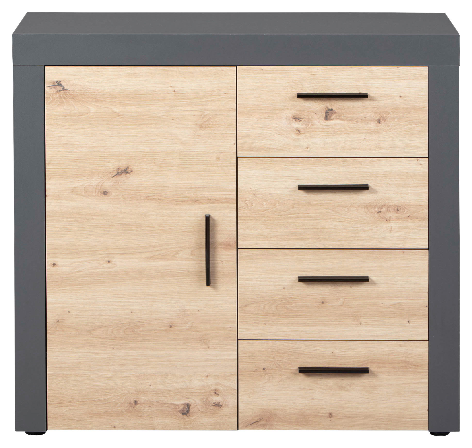 Kommode Corbeto 1T4S anthrazit Artisan Nachbildung B/H/T: ca. 94x86x40 cm Corbeto 1T4S - anthrazit (94,00/86,00/40,00cm) - Inter Link