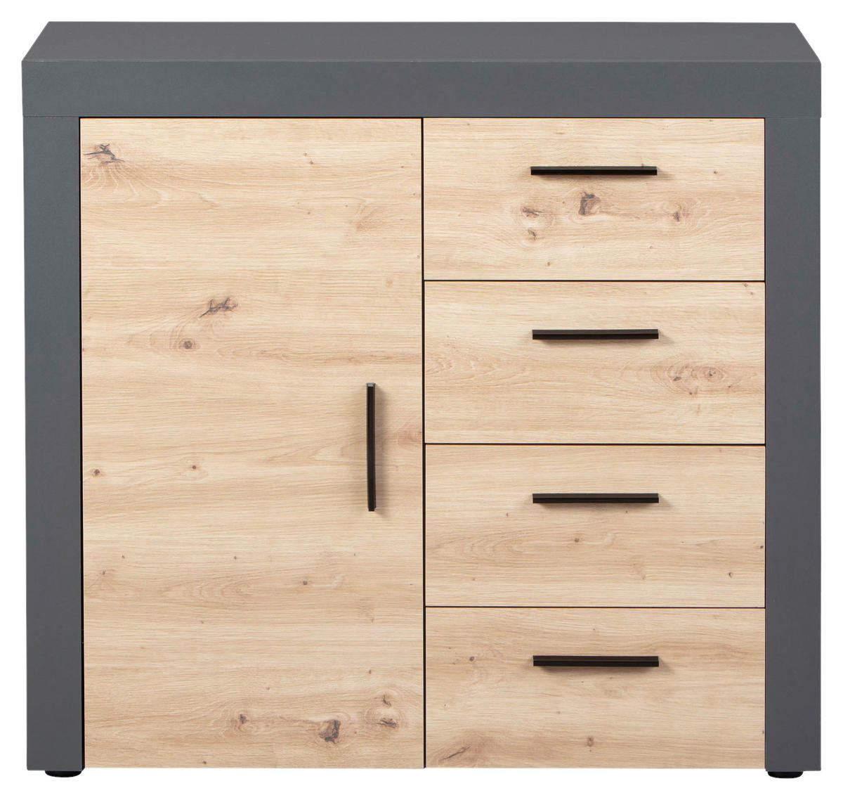 Kommode Corbeto 1T4S anthrazit Artisan Nachbildung B/H/T: ca. 94x86x40 cm Corbeto 1T4S - anthrazit (94,00/86,00/40,00cm) - Inter Link