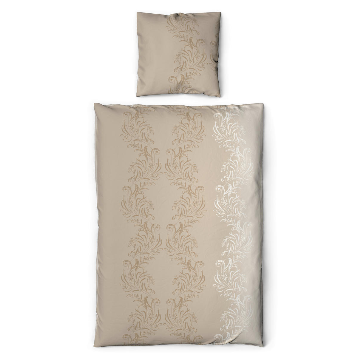 Baumwoll Bettwäsche Biber Bettwäsche_Biber_Catharina 155x220 - sand/taupe (155,00/220,00cm) - beau rêve