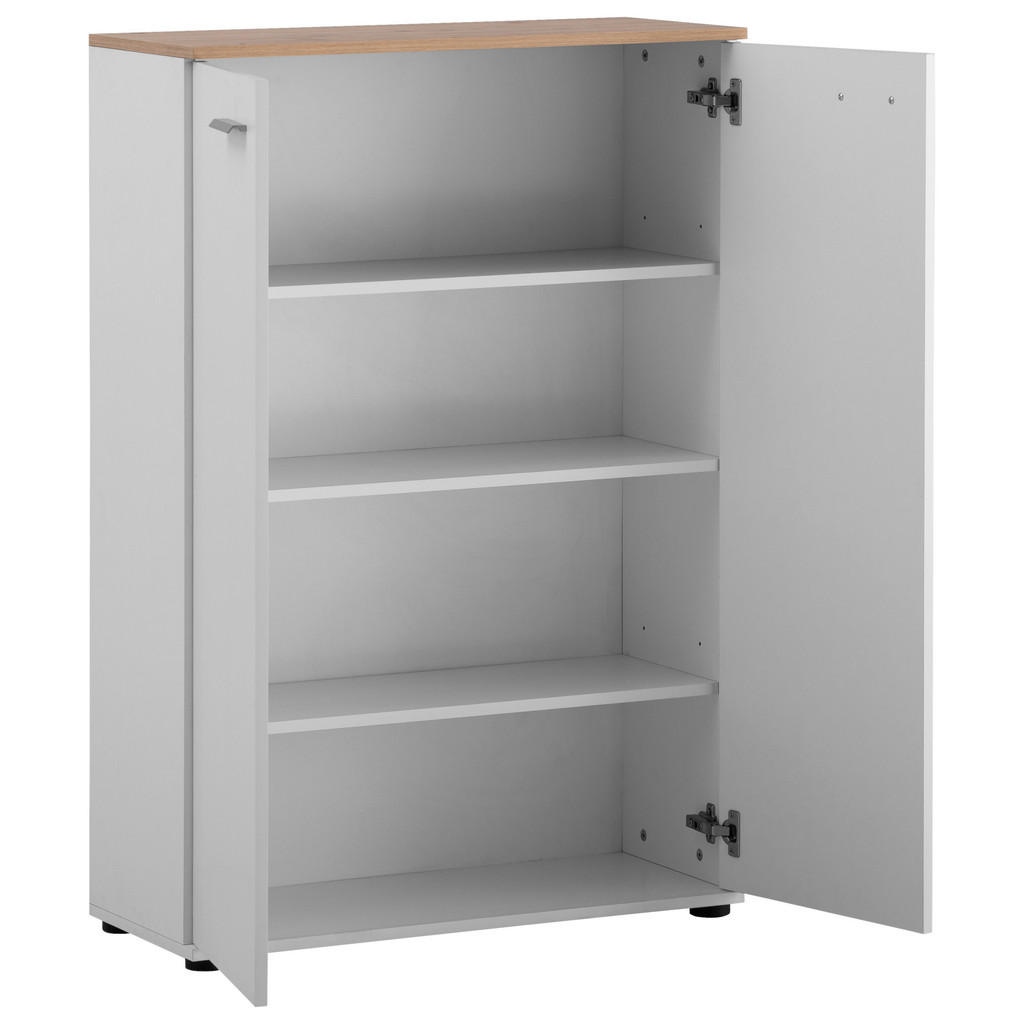 Thumbnail - Kommode Alanis weiß matt Eiche Artisan Nachbildung B/H/T: ca. 80x120x34 cm