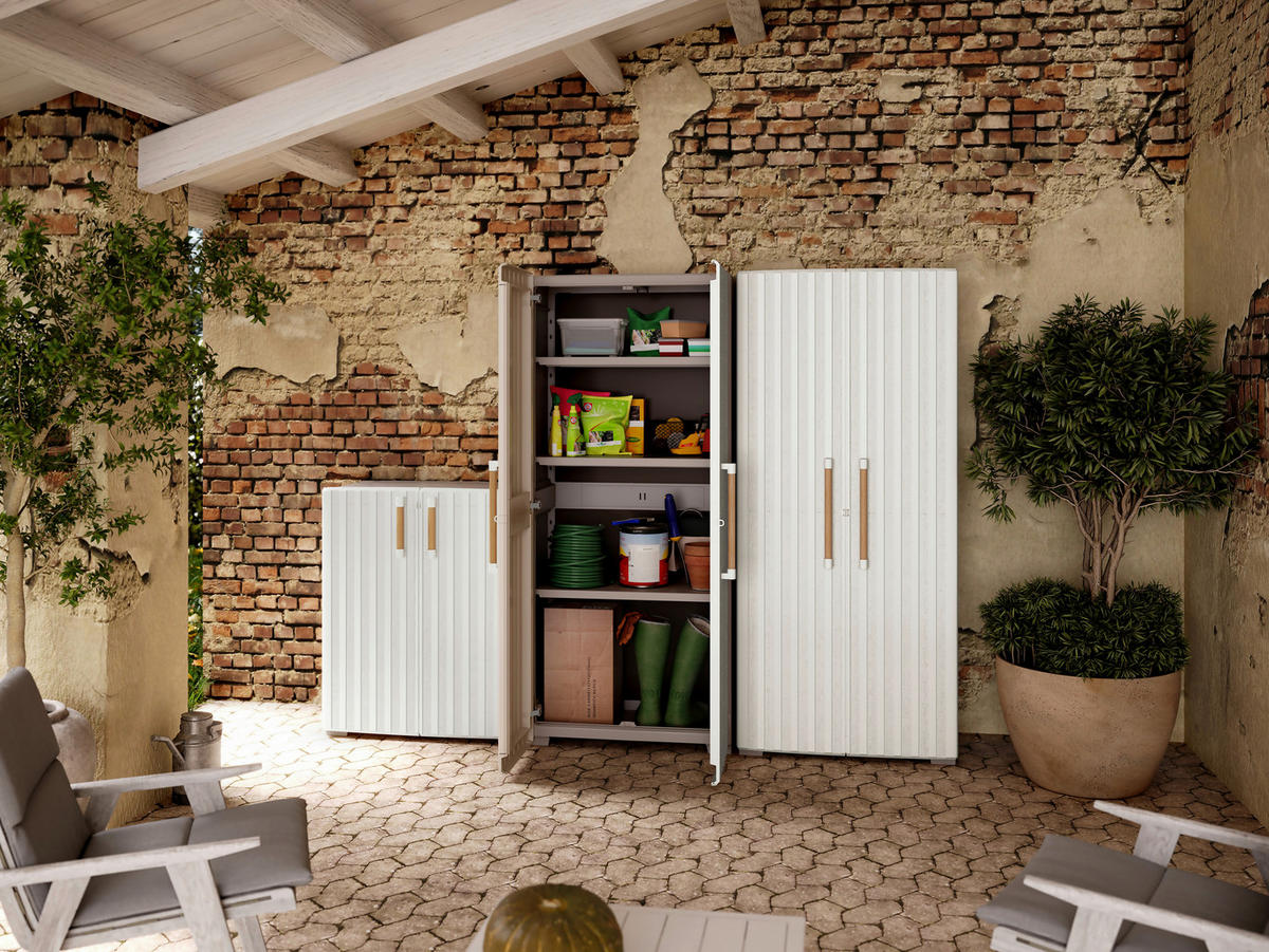 Keter Kunststoffschrank Groove beige Kunststoff B/H/T: ca. 80x180x45 cm Groove - beige (80,00/180,00/45,00cm) - Keter