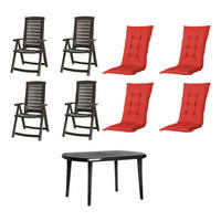 JARDIN,MADISON Gartensitzgruppe + Auflagen Aruba Graphit Kunststoff B/H/L: ca. 90x110x137 cm Aruba - rot/Graphit (137,00/90,00/110,00cm) - JARDIN,MADISON