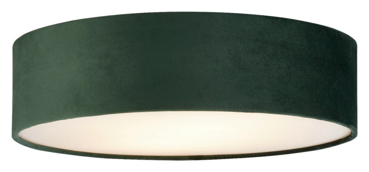 Searchlight Deckenleuchte grün Samt Stahl B/H/L/D: ca. 38x10x38x38 cm E27 2 Brennstellen Drum - grün (38,00/38,00/10,00cm) - Searchlight