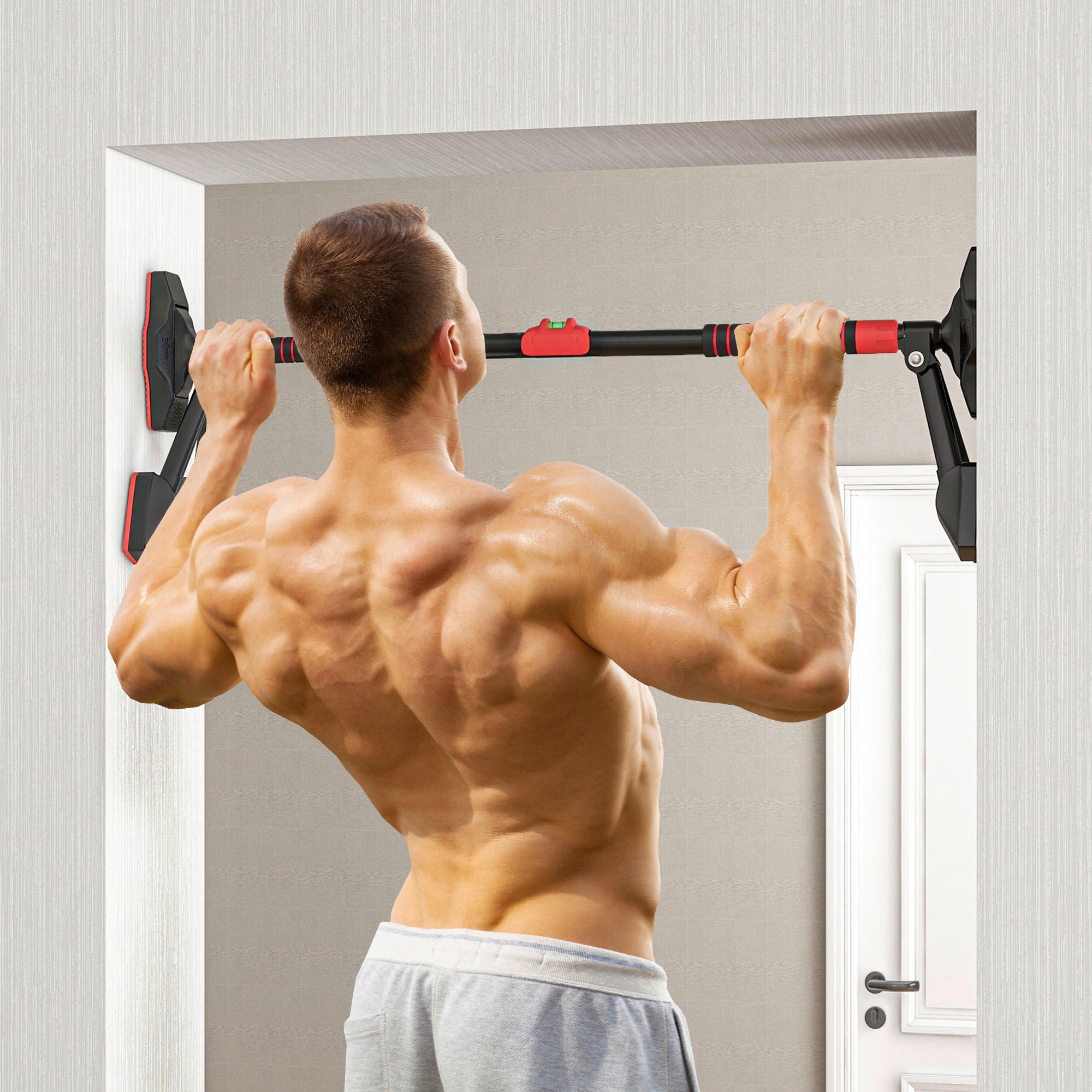 Thumbnail - SPORTNOW Klimmzugstange rot Metall B/H/L: ca. 7,5x15x98 cm