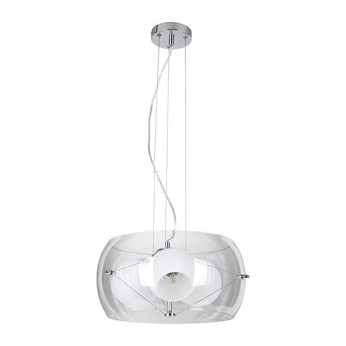 SPOT Light Pendelleuchte 8999328 Chrom weiß Metall Glas H/D: ca. 90x42 cm E27 3 Brennstellen Lola - weiß/Chrom (42,00/90,00cm) - SPOT Light