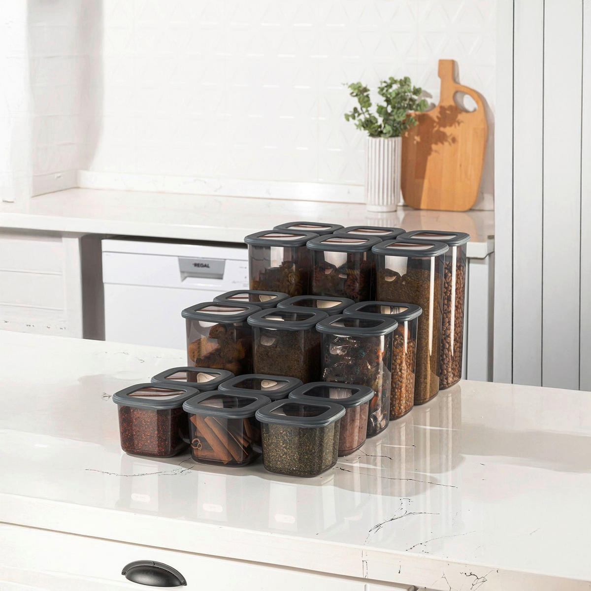 HermiaConcept Vorratsdosenset 18tlg. anthrazit 18tlg. - anthrazit - HermiaConcept